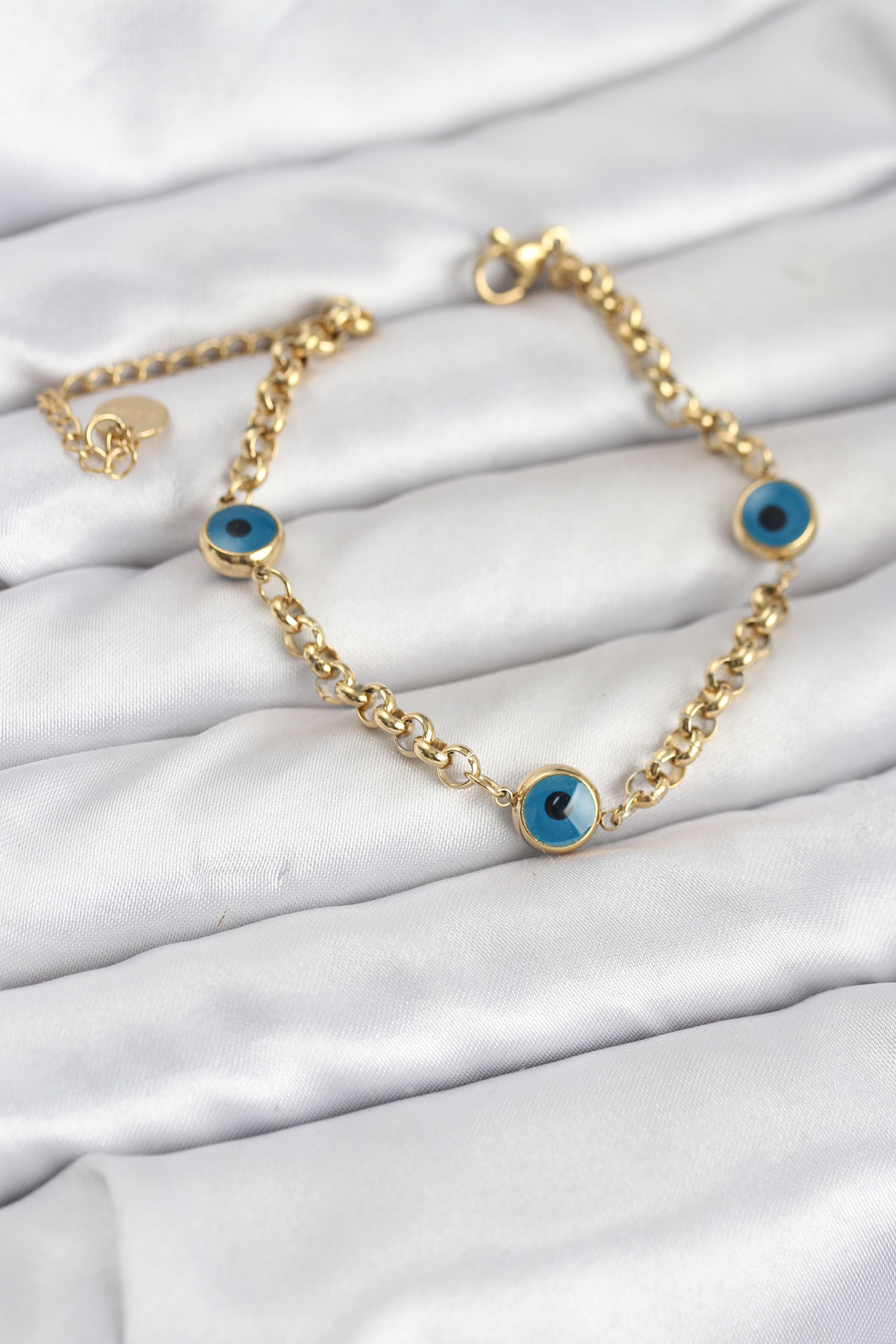 316L Çelik Nazar Model Gold Renk Kadın Bileklik - Lisinya