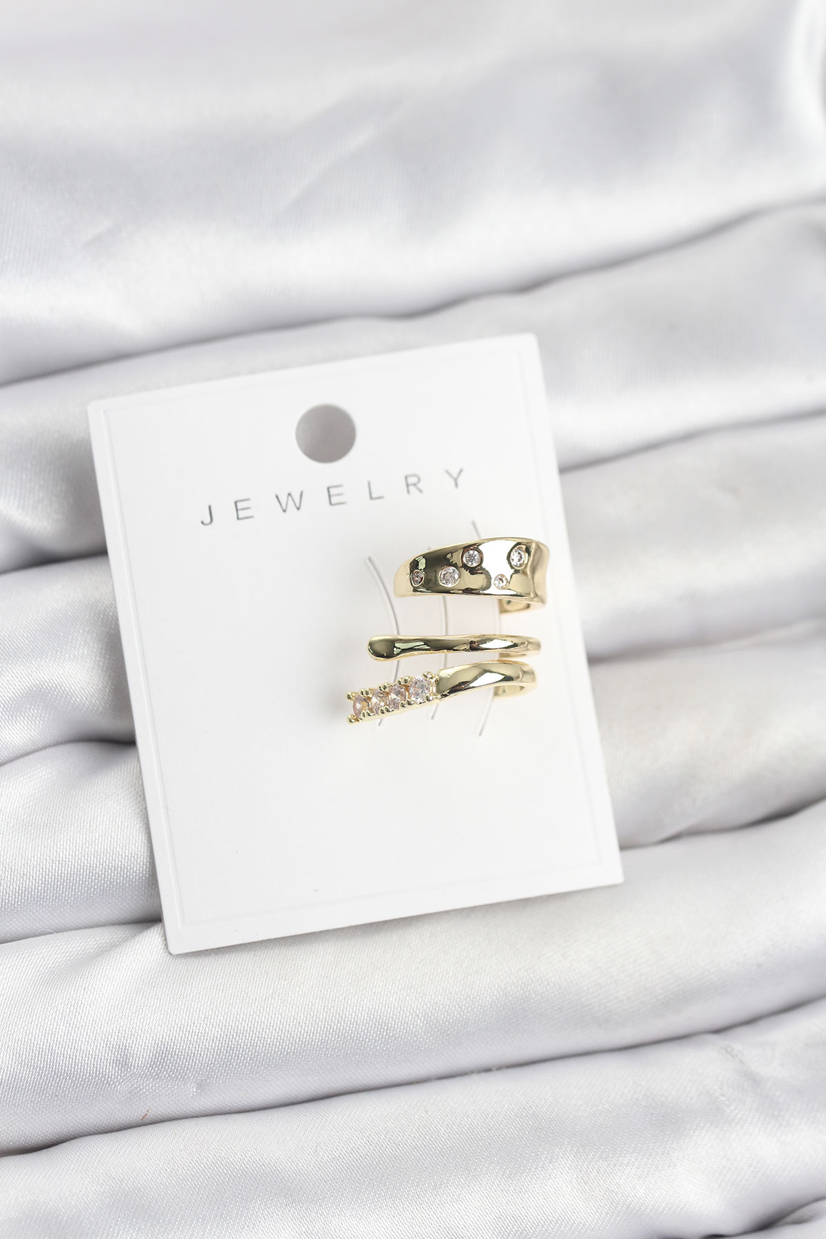 Gold Renk Zirkon Taşlı Pirinç Kıkırdak Küpe - Lisinya