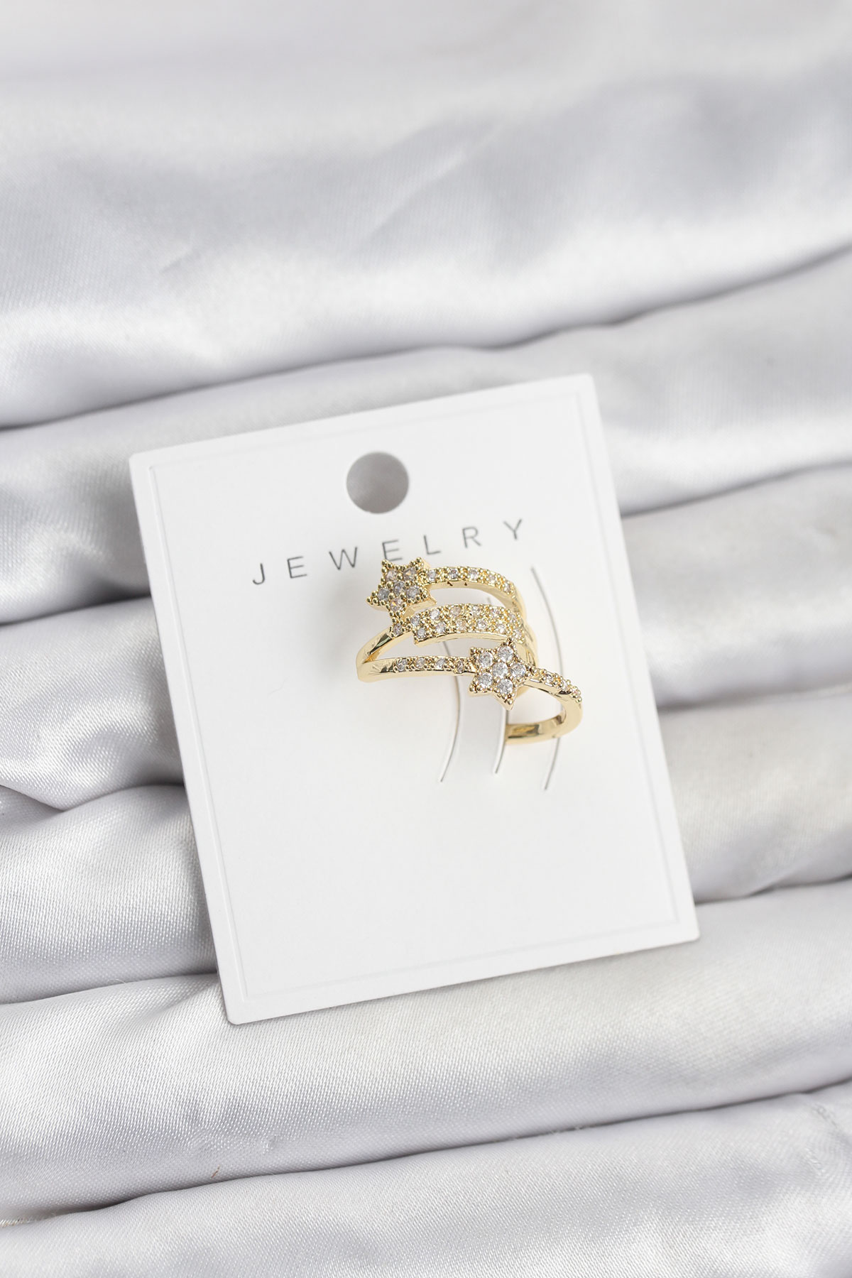 Gold Renk Zirkon Taşlı Yıldız Model Kıkırdak Earcuff Küpe - Lisinya