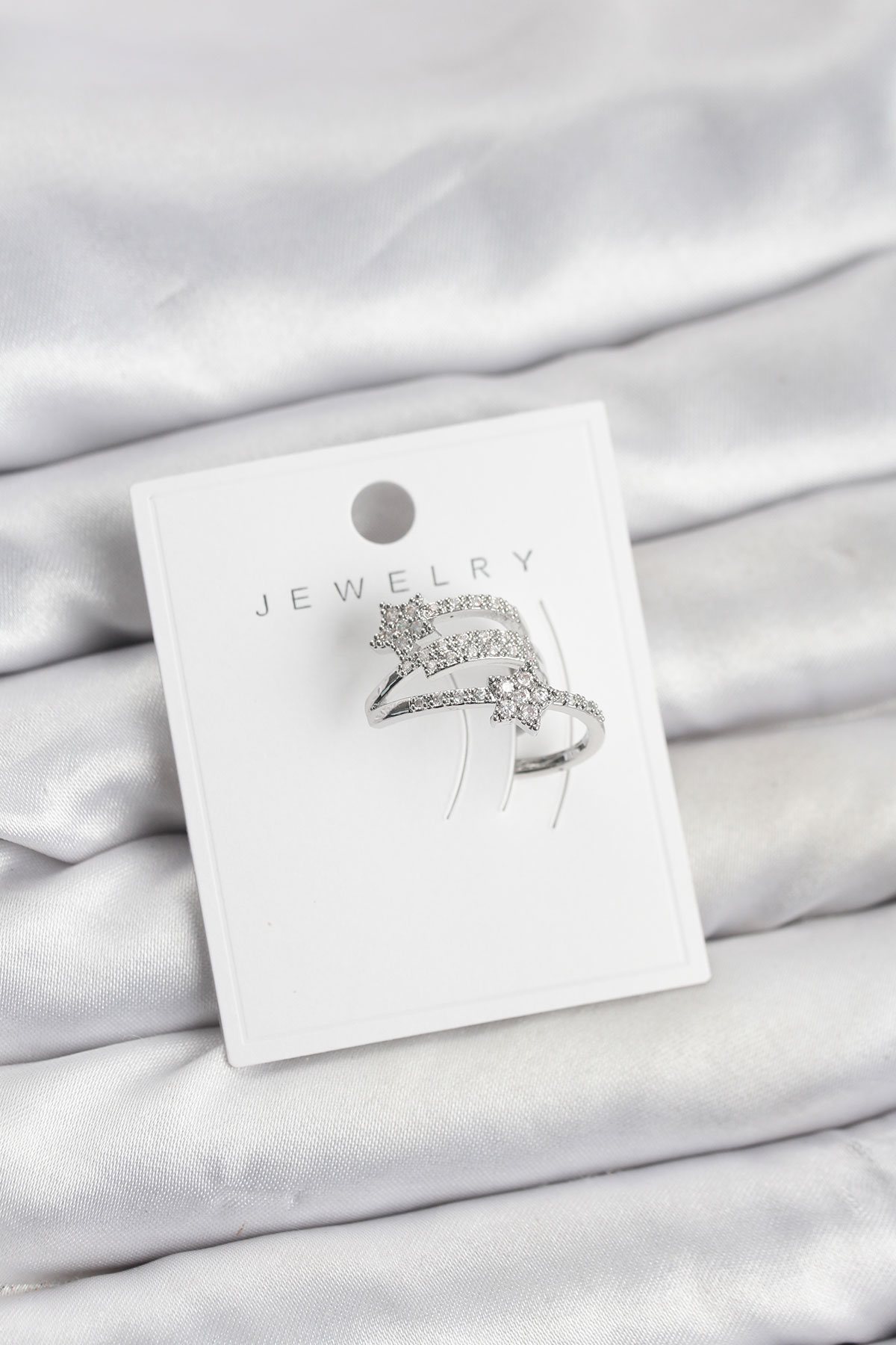 Gümüş Renk Zirkon Taşlı Yıldız Model Kıkırdak Earcuff Küpe - Lisinya