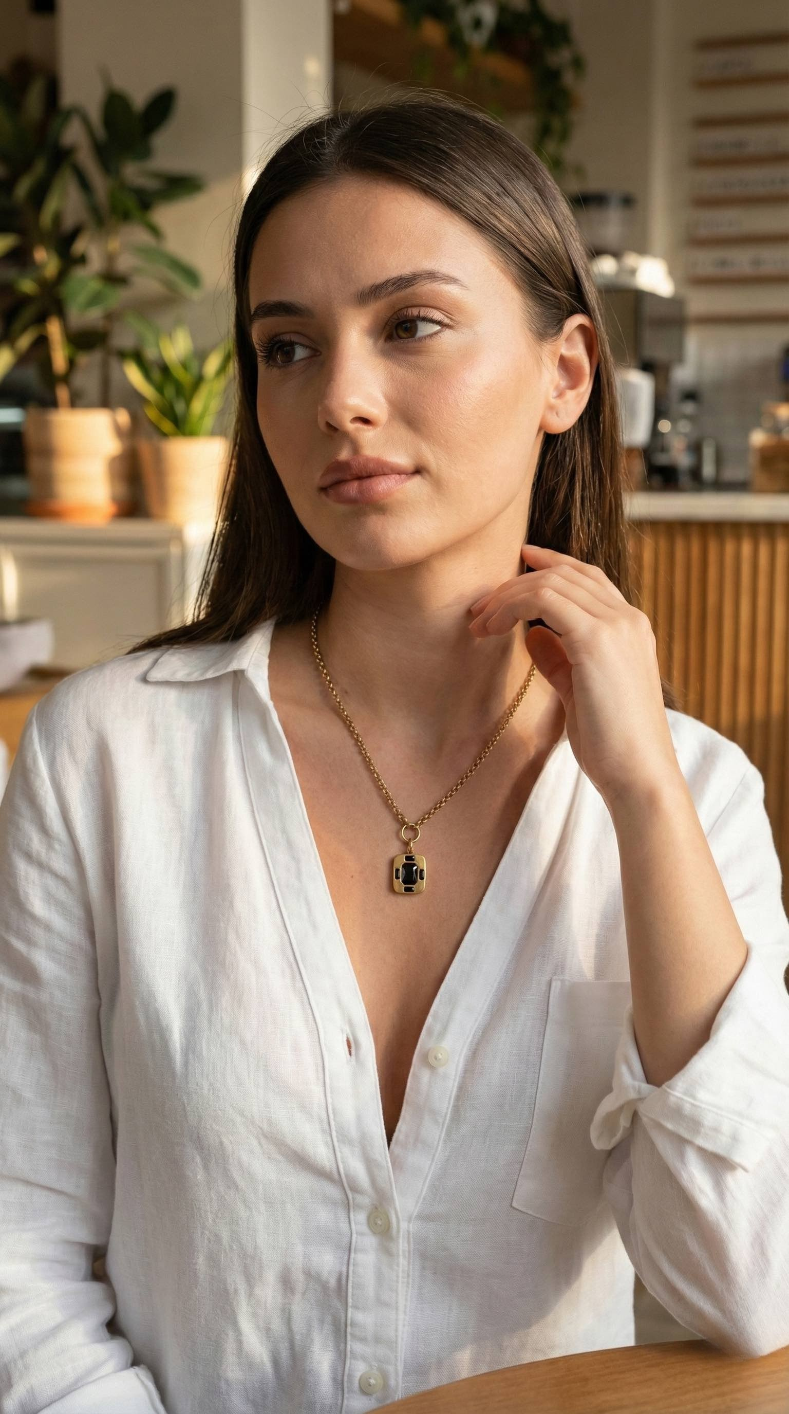 316L Çelik Zincir Gold Renk Vintage Model Kadın Kolye - Lisinya