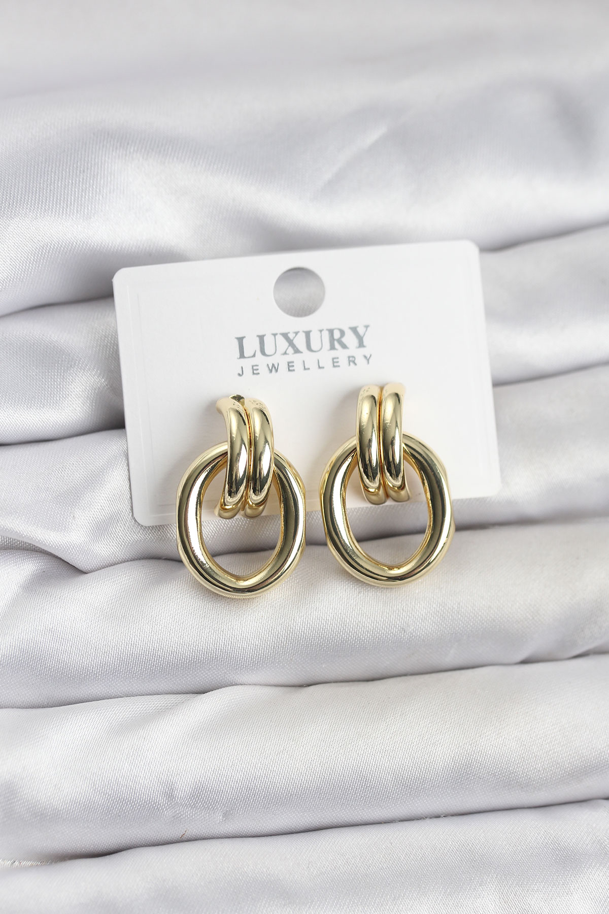 Gold Renk Pirinç Vintage Kadın Küpe - Lisinya