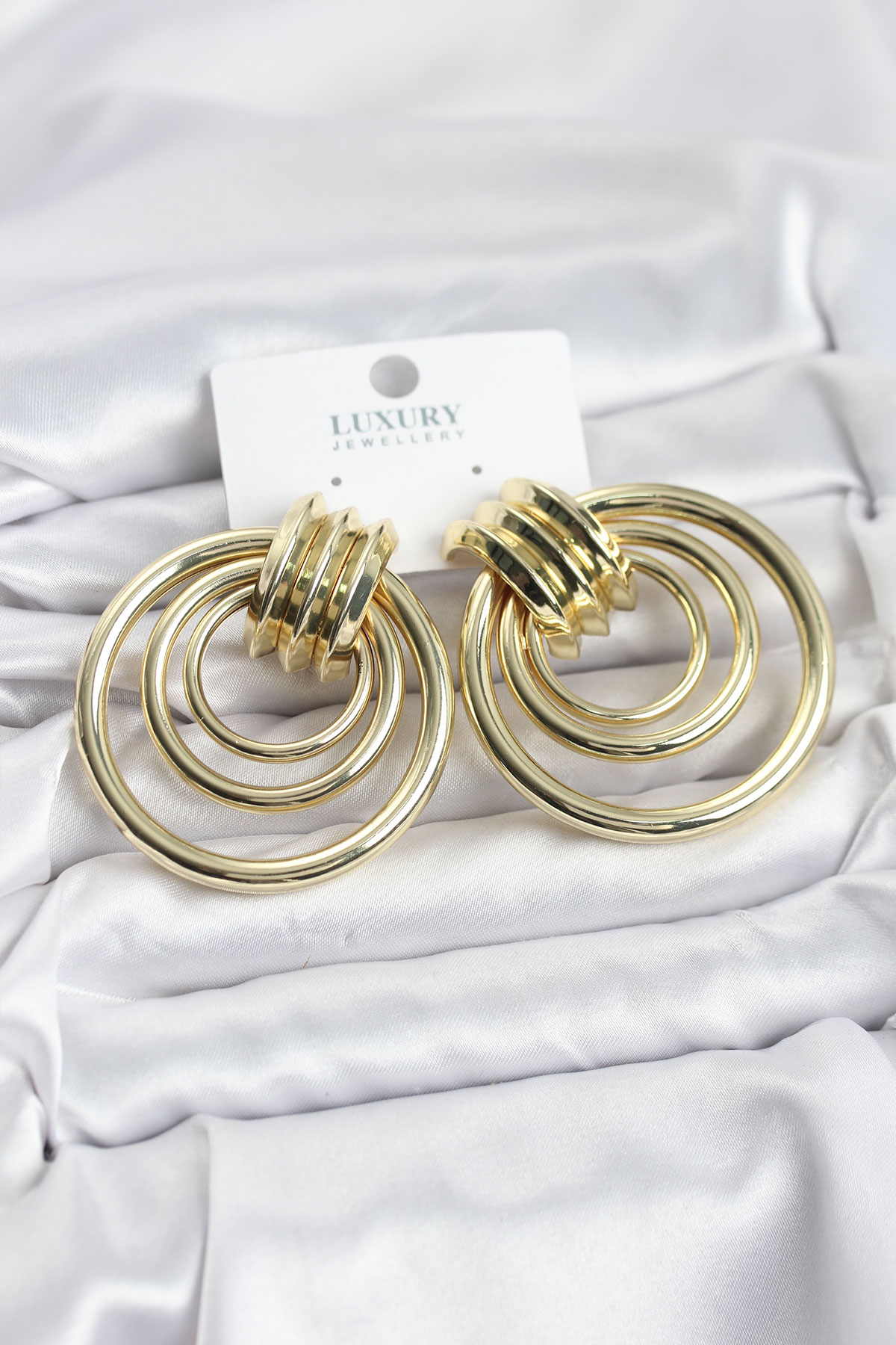 Pirinç Gold Renk Halka Model Vintage Kadın Küpe - Lisinya