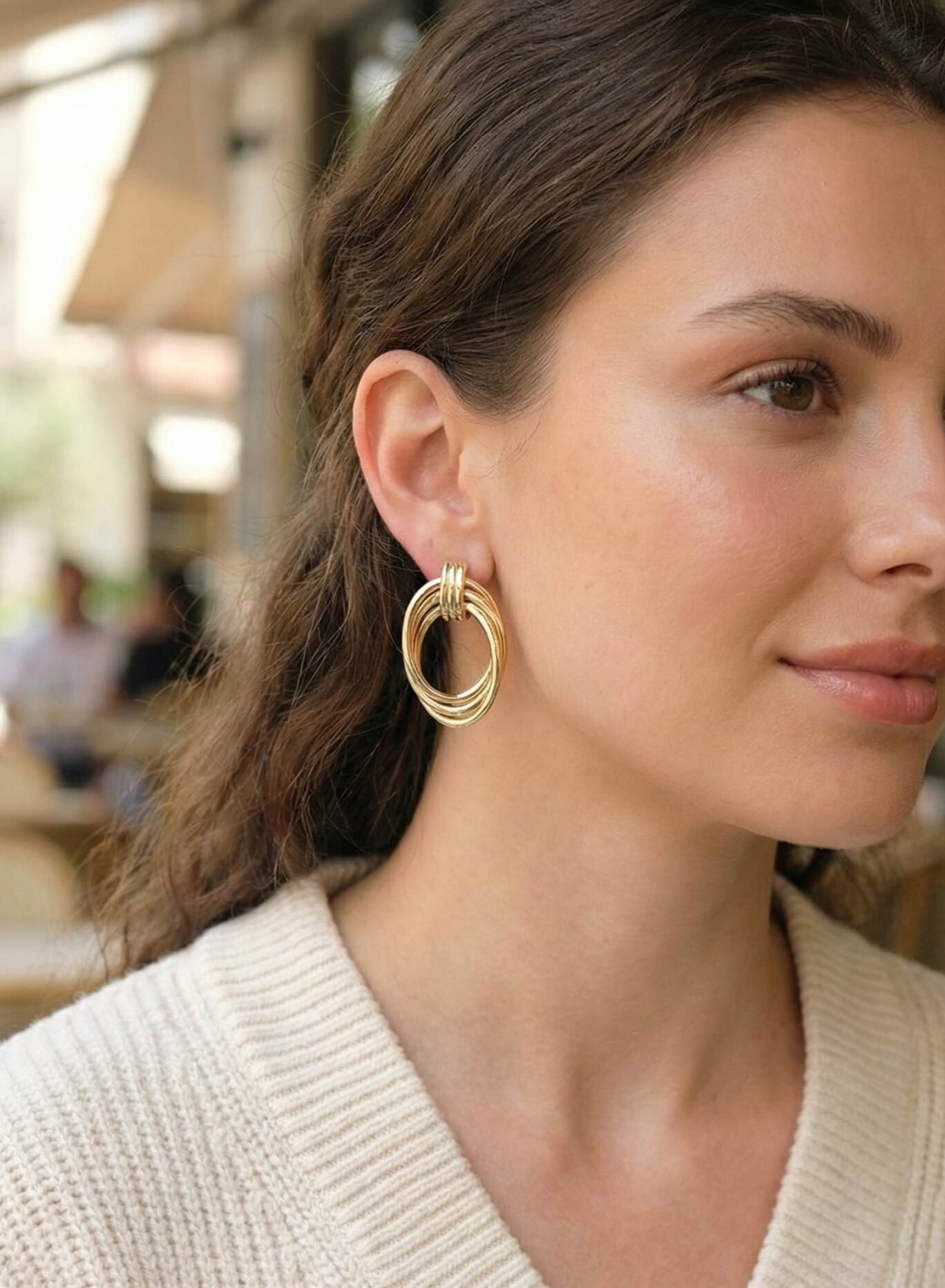 Pirinç Gold Renk Damla Model Vintage Kadın Küpe - Lisinya