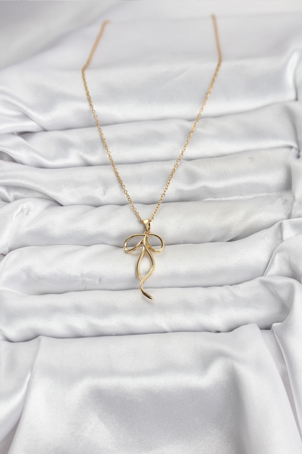 316L Çelik Zincir Gold Renk Fiyonk Model Kadın Kolye - Lisinya