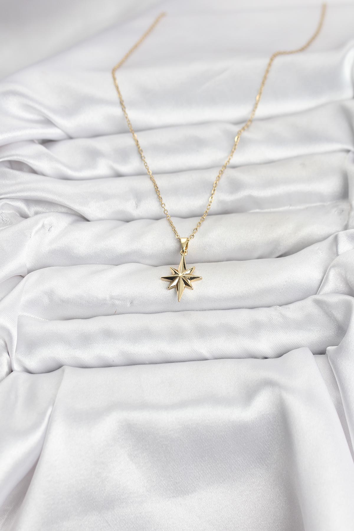 316L Çelik Zincir Gold Renk Kutup Yıldızı Model Kadın Kolye - Lisinya