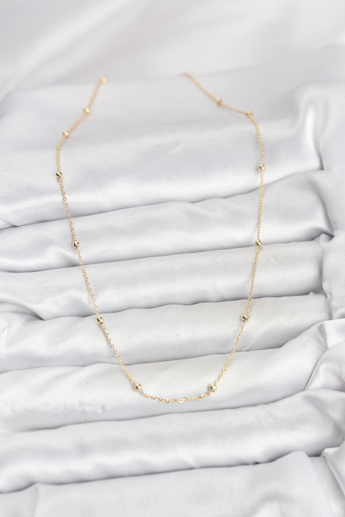 CM 14K Gold Renk Minik Top Zincirli Kadın Kolye - Lisinya