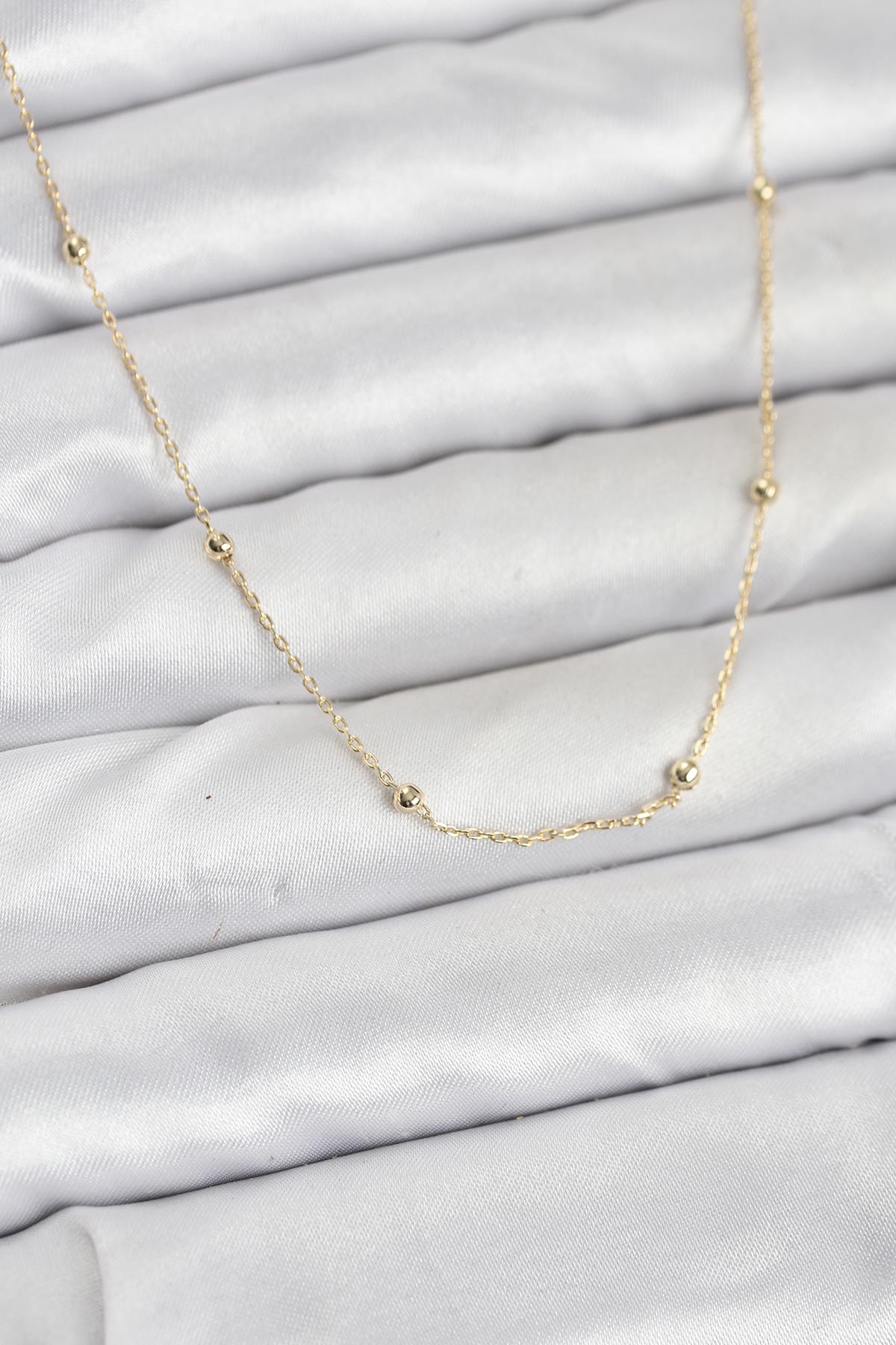 CM 14K Gold Renk Minik Top Zincirli Kadın Kolye - Lisinya