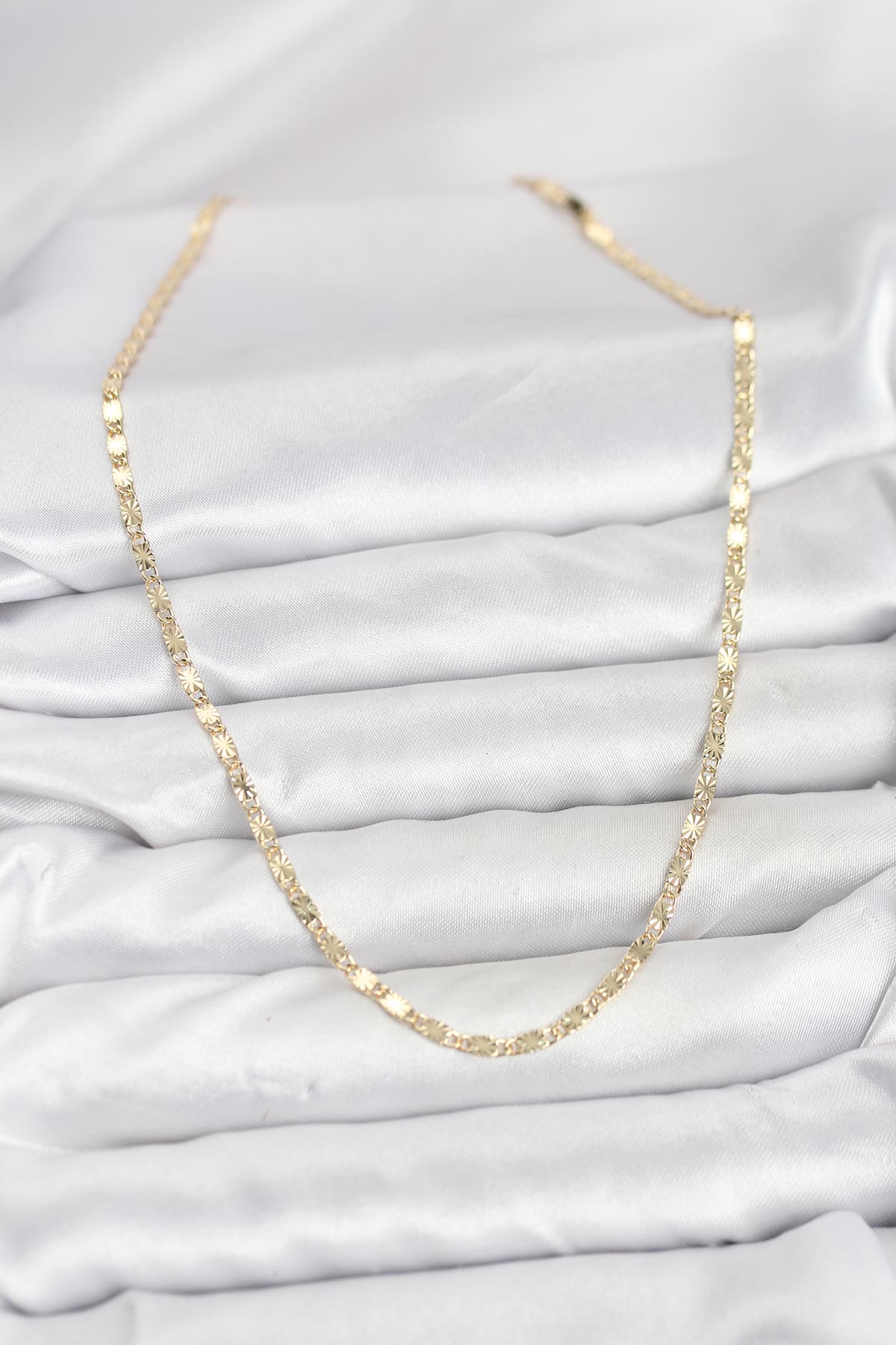 CM 14K Gold Renk Lazerli Zincir Model Kadın Kolye - Lisinya