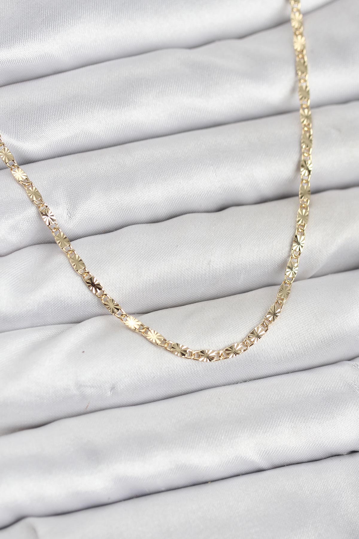 CM 14K Gold Renk Lazerli Zincir Model Kadın Kolye - Lisinya