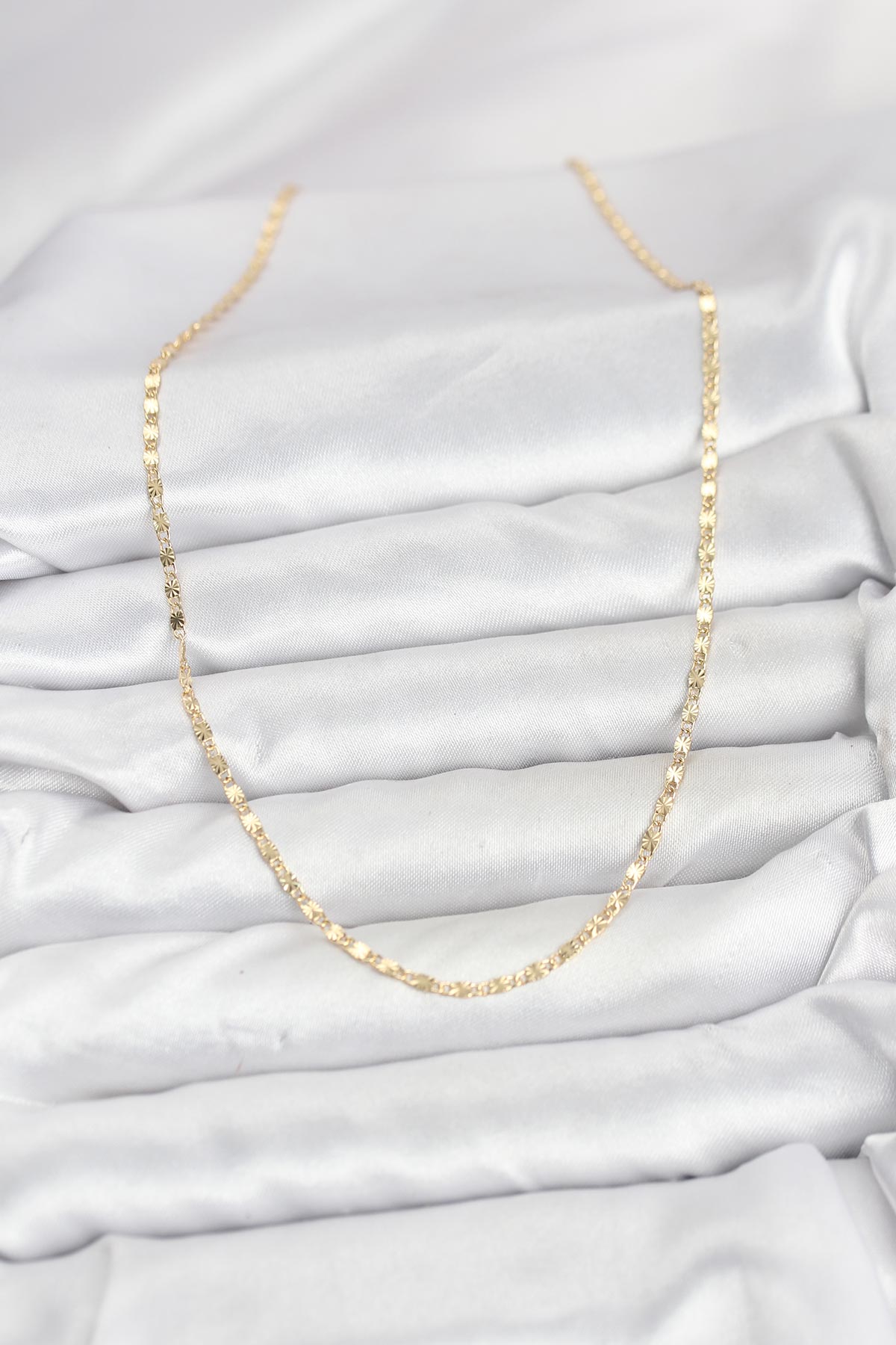 CM 14K Gold Renk Lazer İnce Zincirli Kadın Kolye - Lisinya