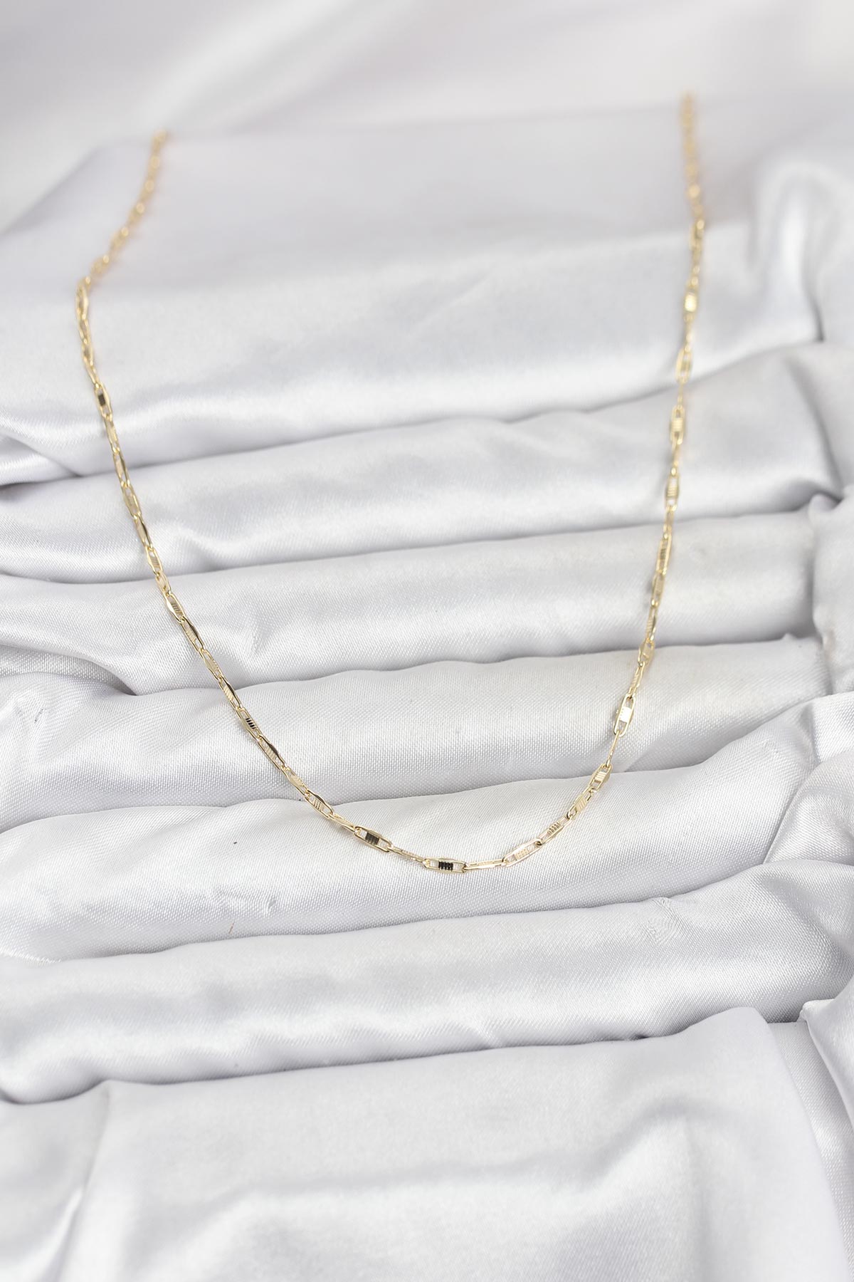 CM 14K Gold Renk Pirinç Ataç Zincir 60 cm Kadın Kolye - Lisinya