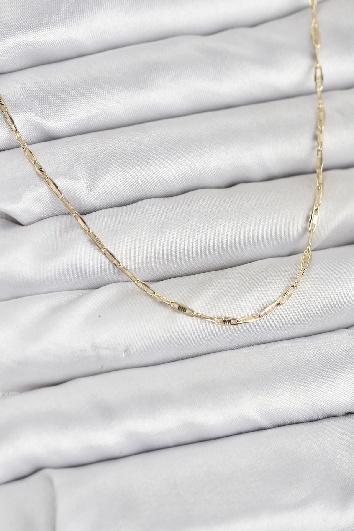 CM 14K Gold Renk Pirinç Ataç Zincir 60 cm Kadın Kolye - Lisinya