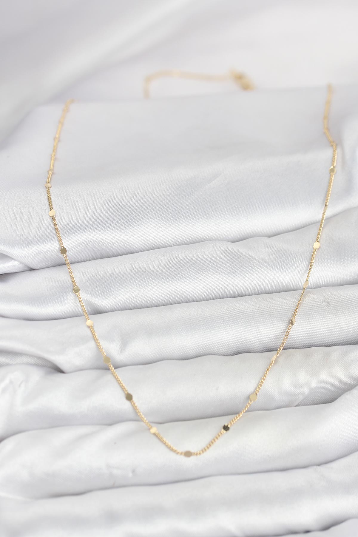 CM 14K Gold Renk Ezme Pul Model 60 cm Kadın Kolye - Lisinya