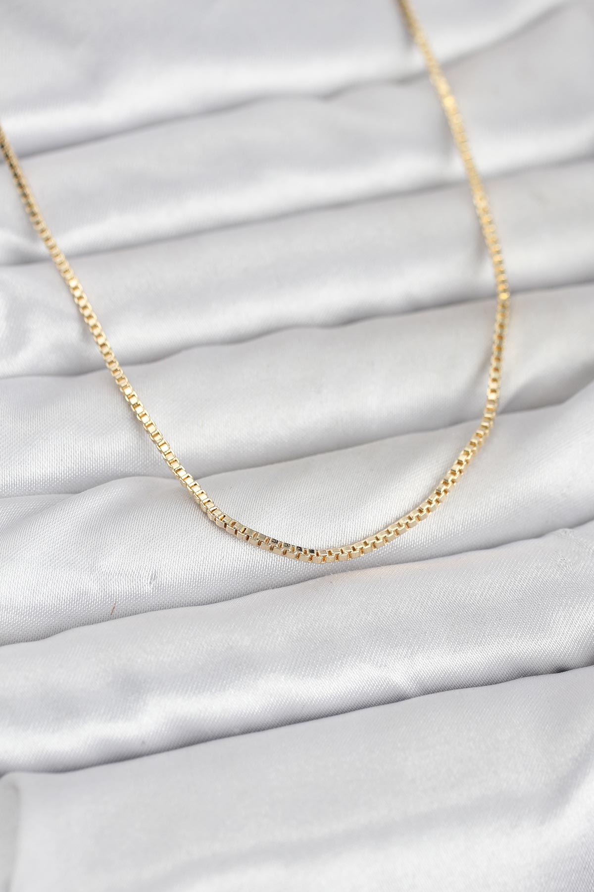 CM 14K Gold Renk Kare Zincirli Model 60 cm Kadın Kolye - Lisinya