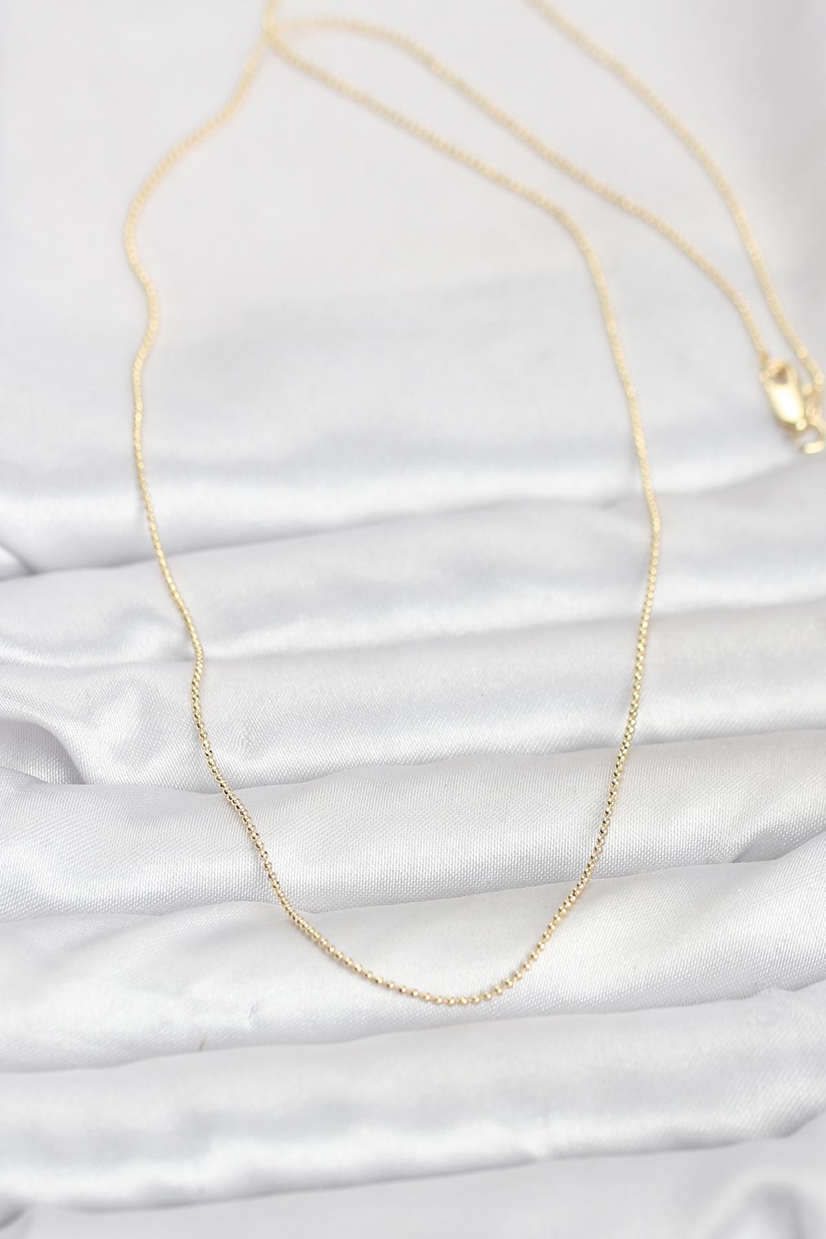 CM 14K Gold Renk İnce Top Zincirli 60 cm Kadın Kolye - Lisinya