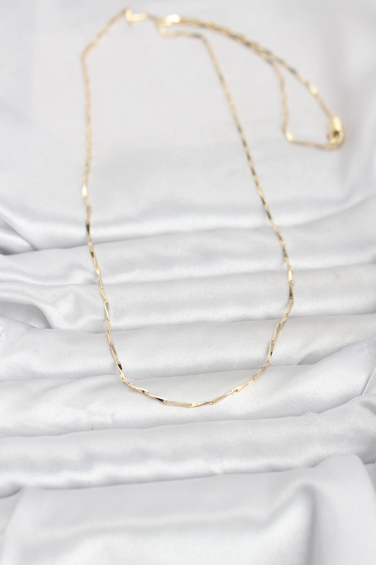 CM 14K Gold Renk Çubuk Kesme Zincir Model 60 cm Kadın Kolye - Lisinya