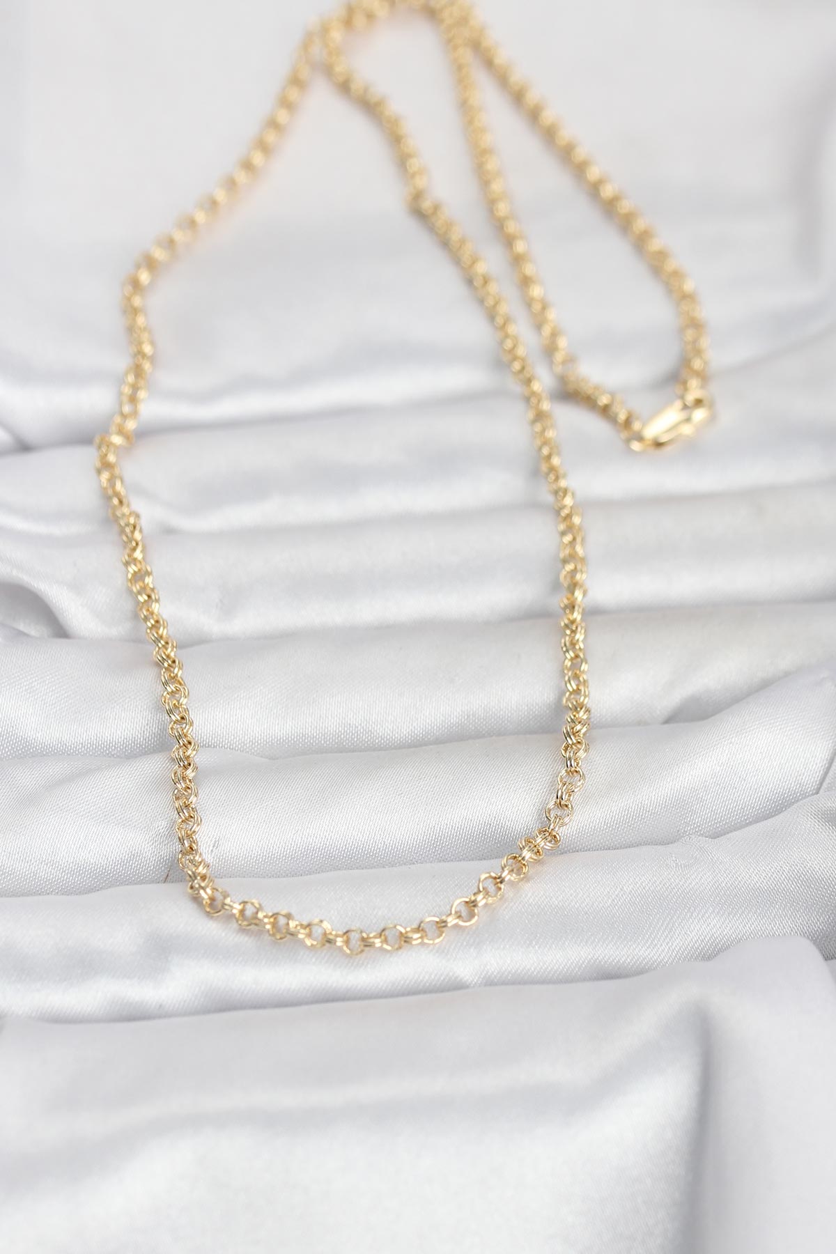 CM 14K Gold Renk Halka Zincir Model 60 cm Kadın Kolye - Lisinya