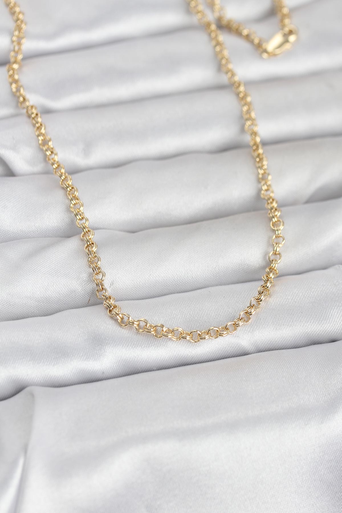 CM 14K Gold Renk Halka Zincir Model 60 cm Kadın Kolye - Lisinya