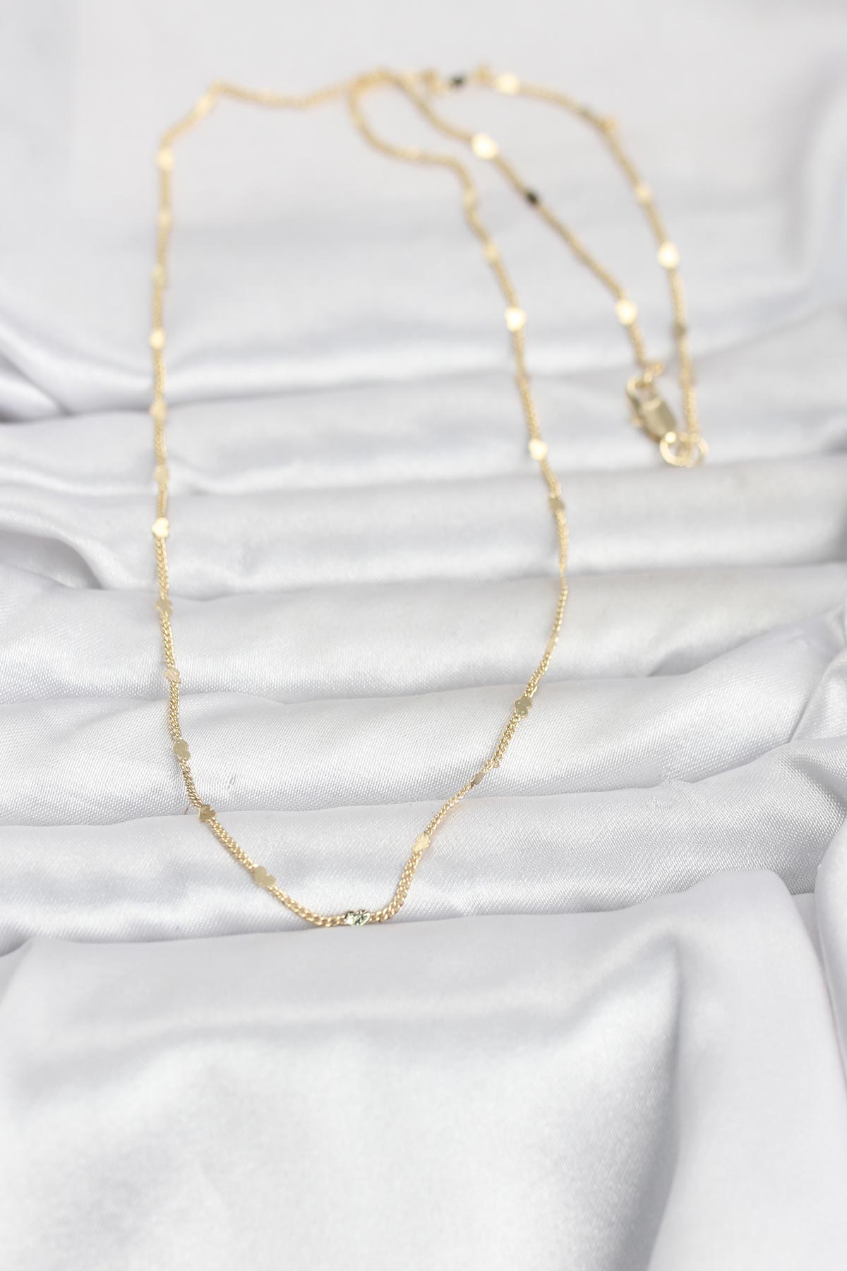 CM 14K Gold Renk Ezme Kalp Detaylı 60 cm Zincir Kadın Kolye - Lisinya