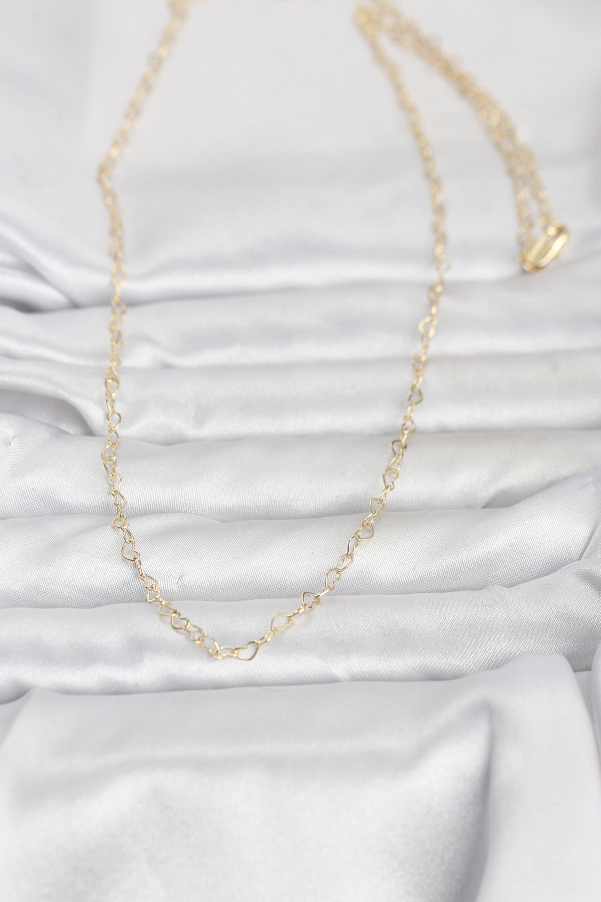 CM 14K Gold Renk Kalp Zincirli 60 cm Kadın Kolye - Lisinya