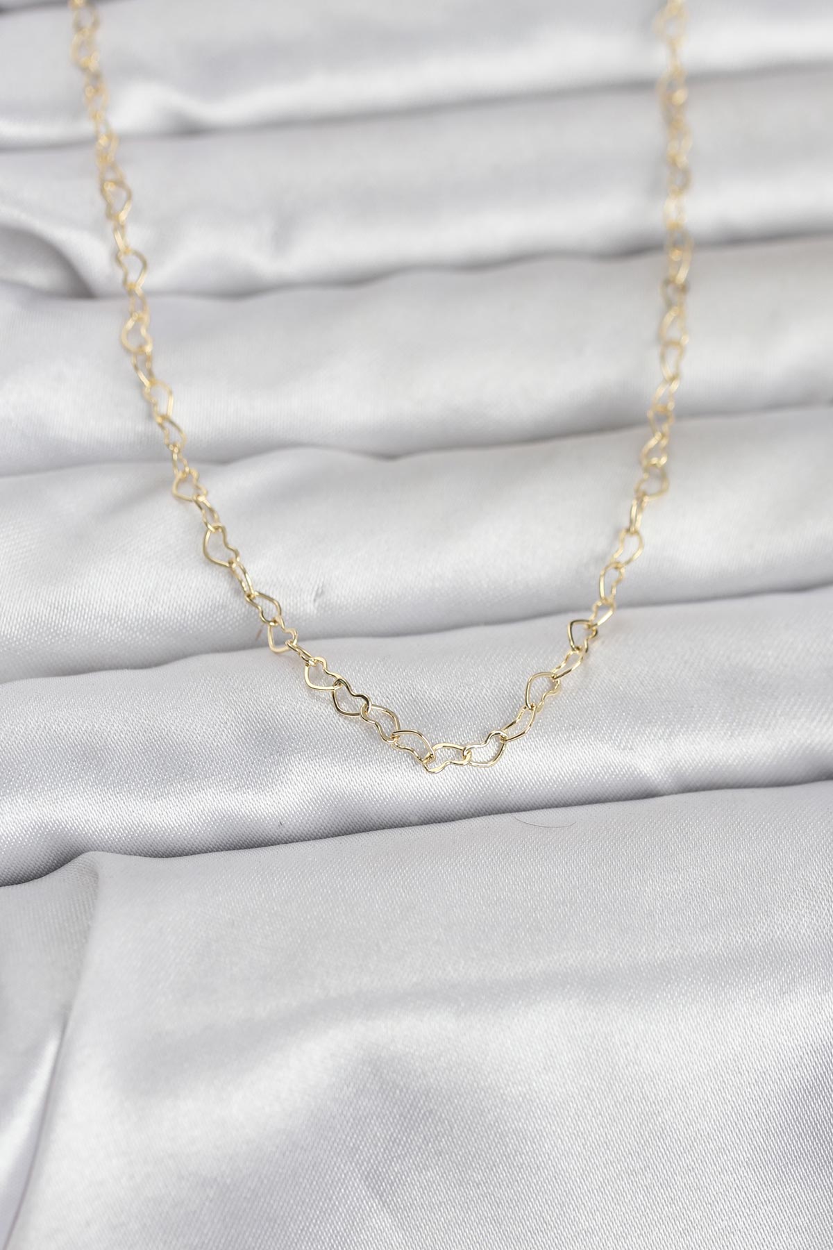 CM 14K Gold Renk Kalp Zincirli 60 cm Kadın Kolye - Lisinya