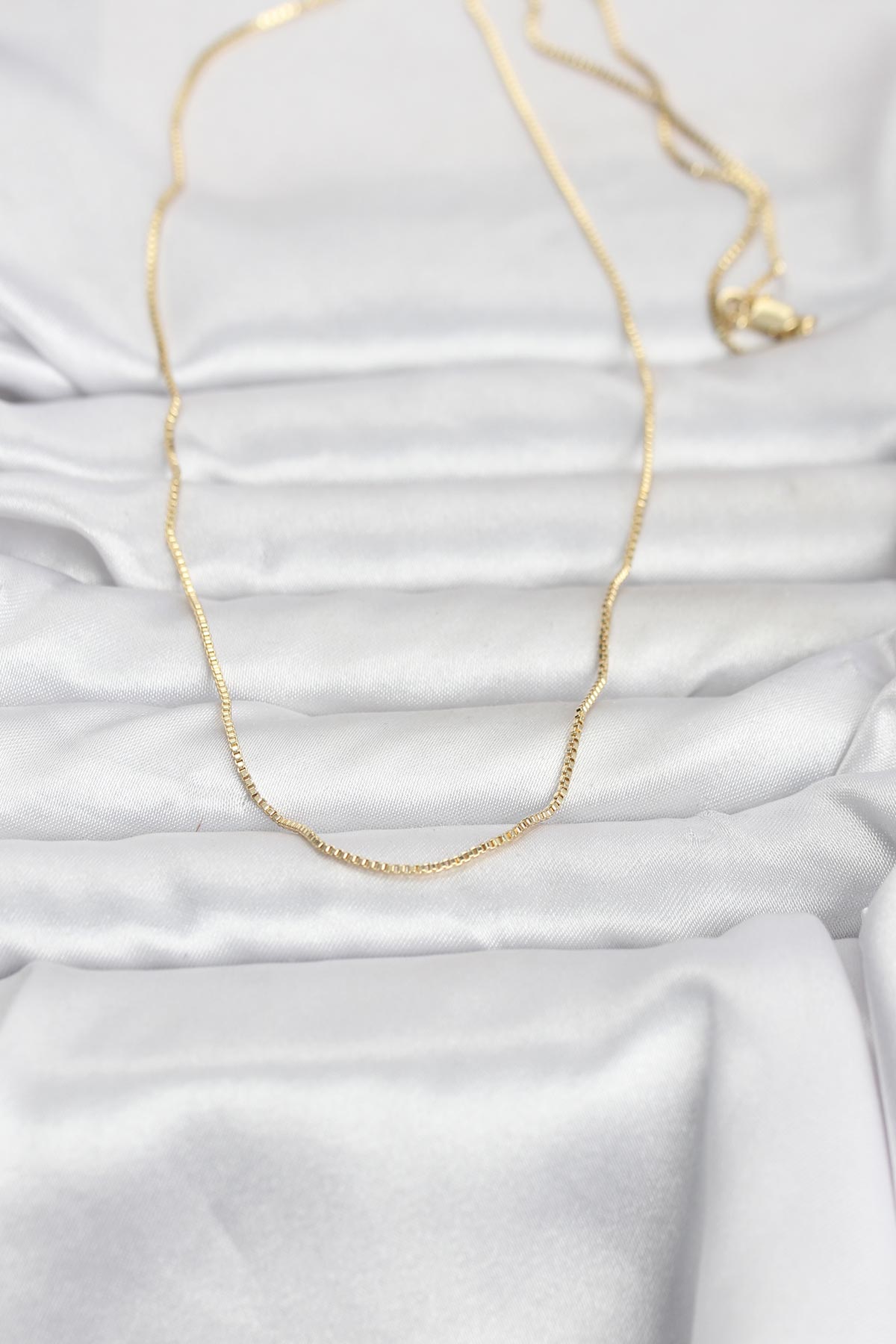 CM 14K Gold Renk İnce Kare Zincirli Model 60 cm Kadın Kolye - Lisinya