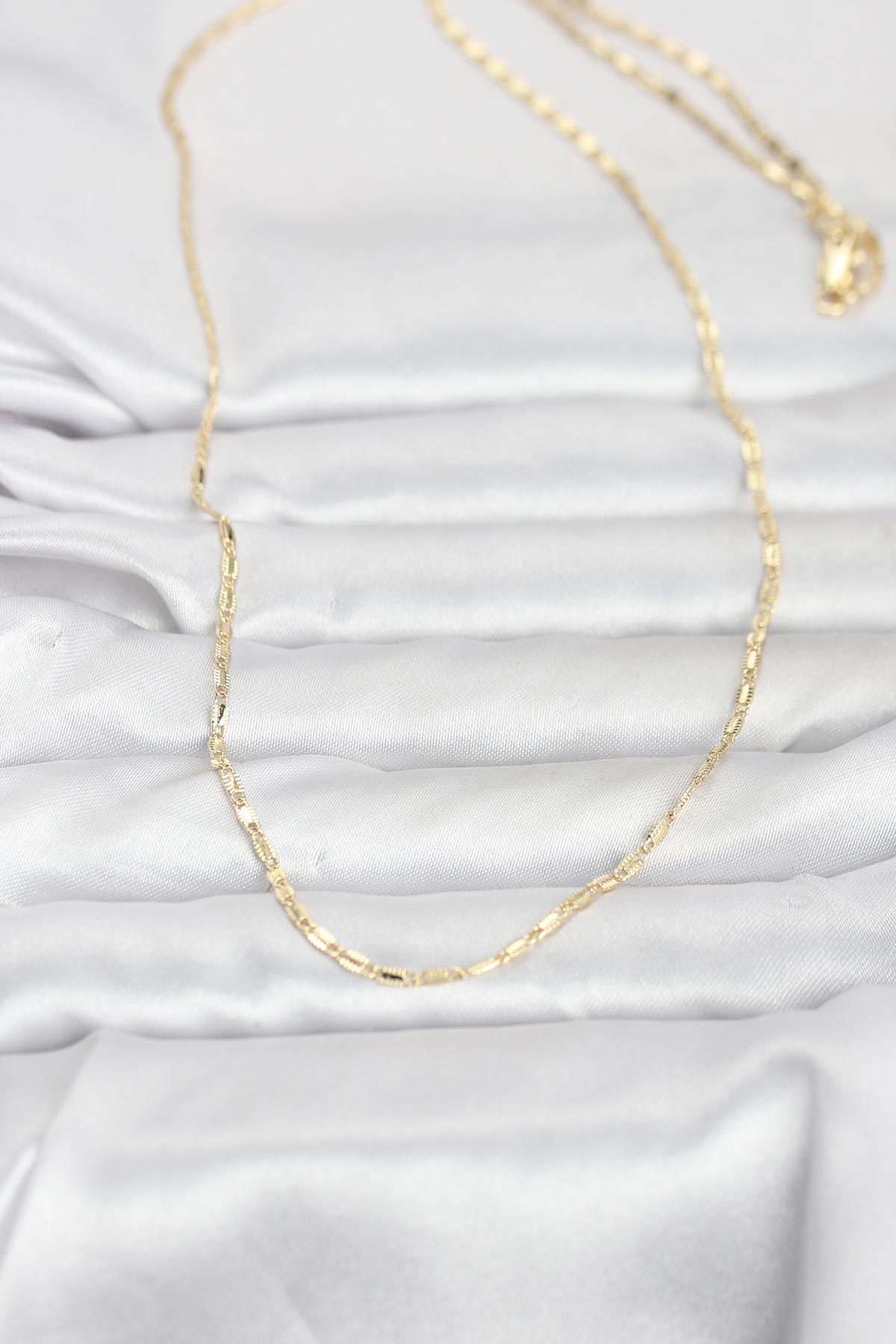 CM 14K Gold Renk Lazerli Zincir Model 60 cm Kadın Kolye - Lisinya