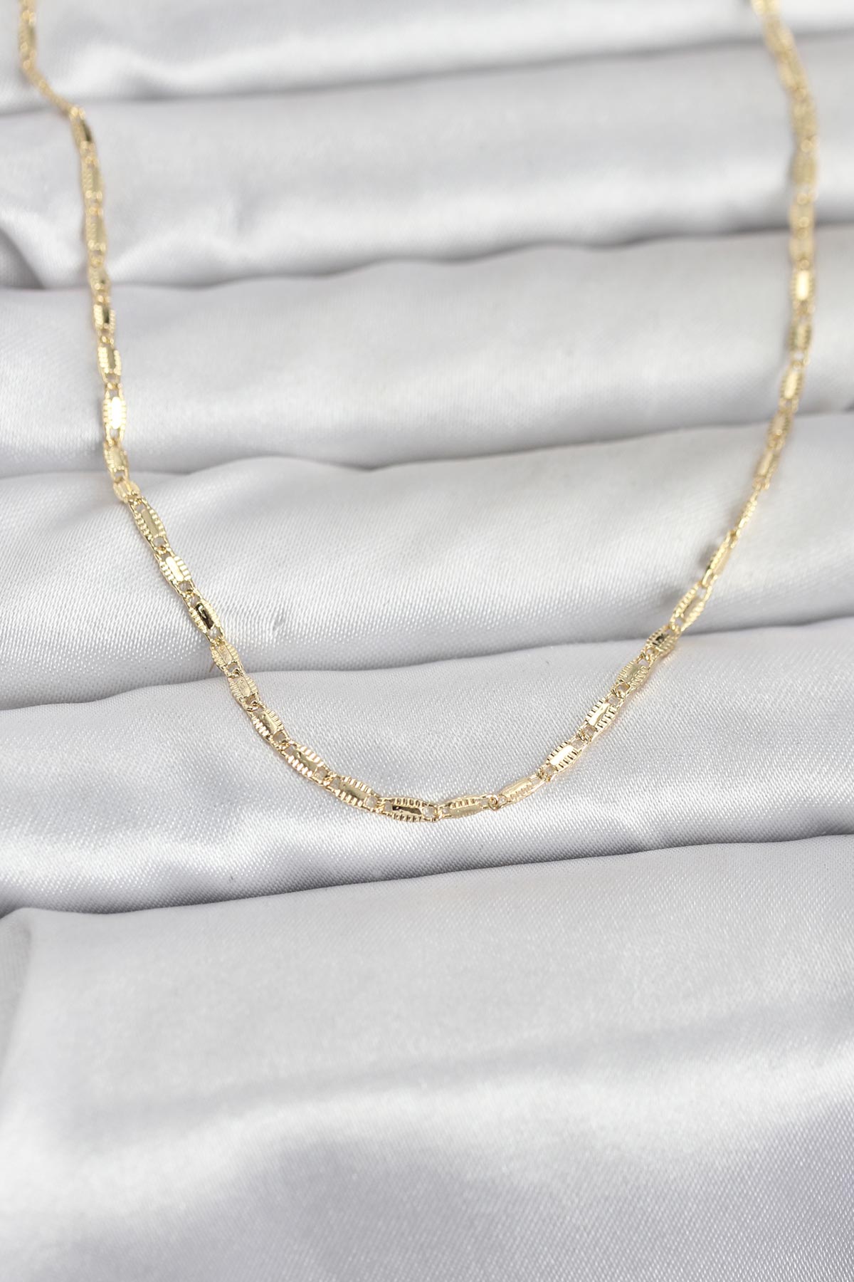 CM 14K Gold Renk Lazerli Zincir Model 60 cm Kadın Kolye - Lisinya