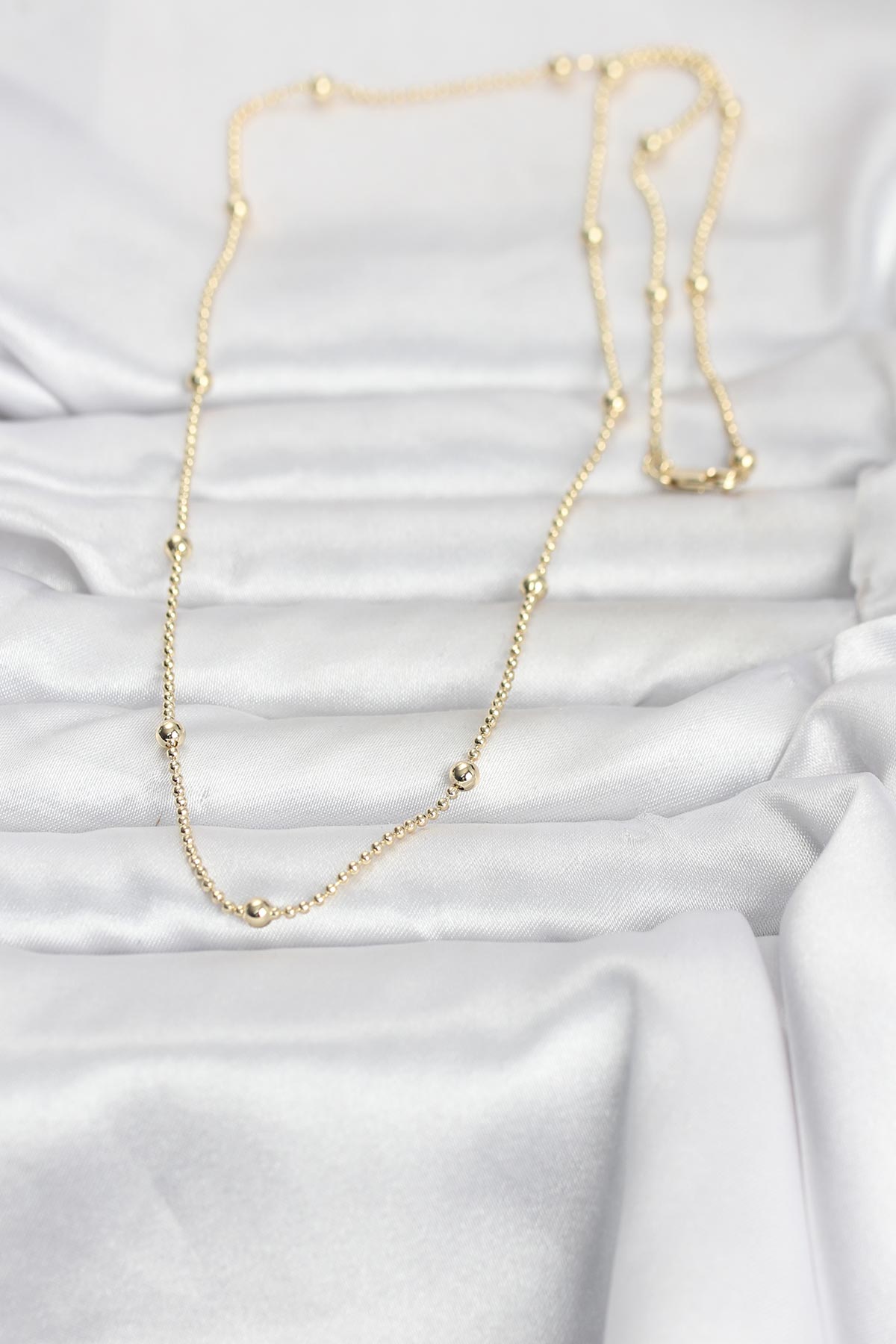 CM 14K Gold Renk Top Zincir 60 cm Kadın Kolye - Lisinya