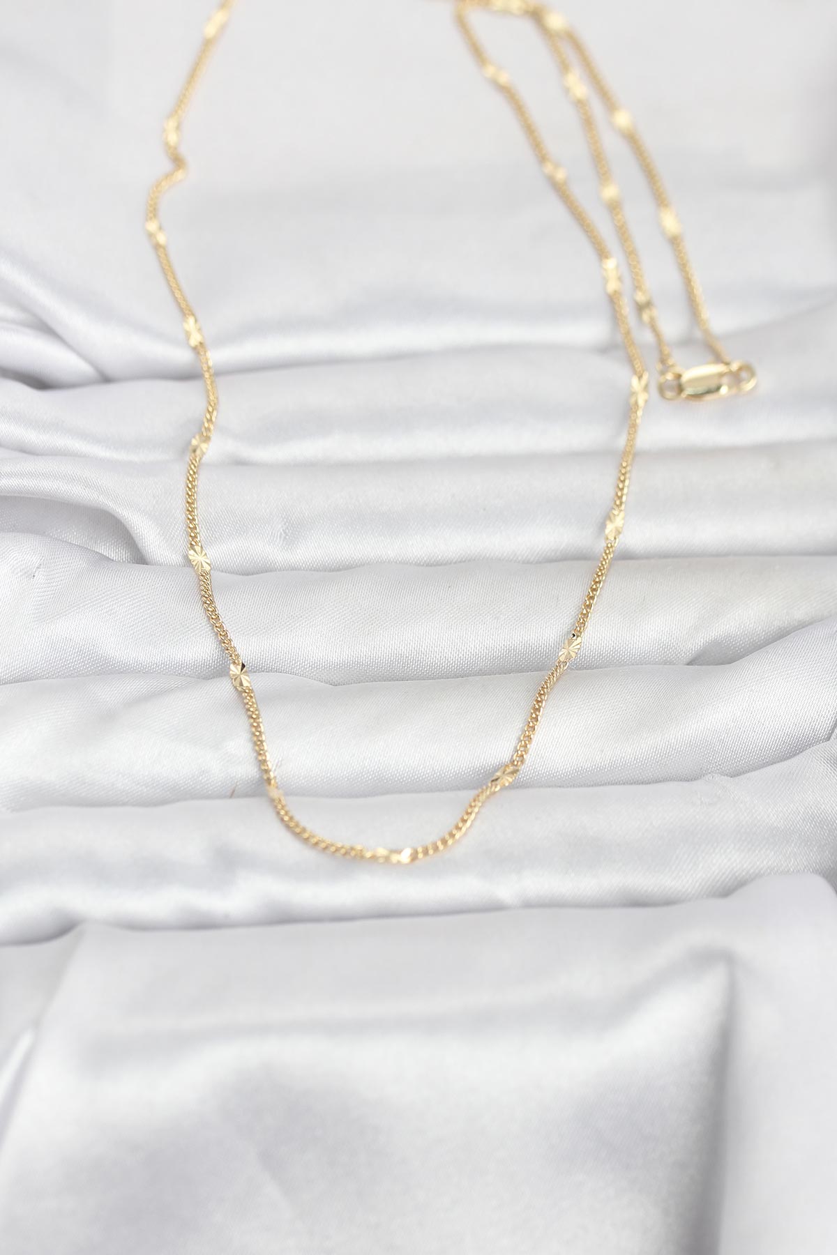 CM 14K Gold Renk Lazer Puntalı Model 60 cm Kadın Kolye - Lisinya