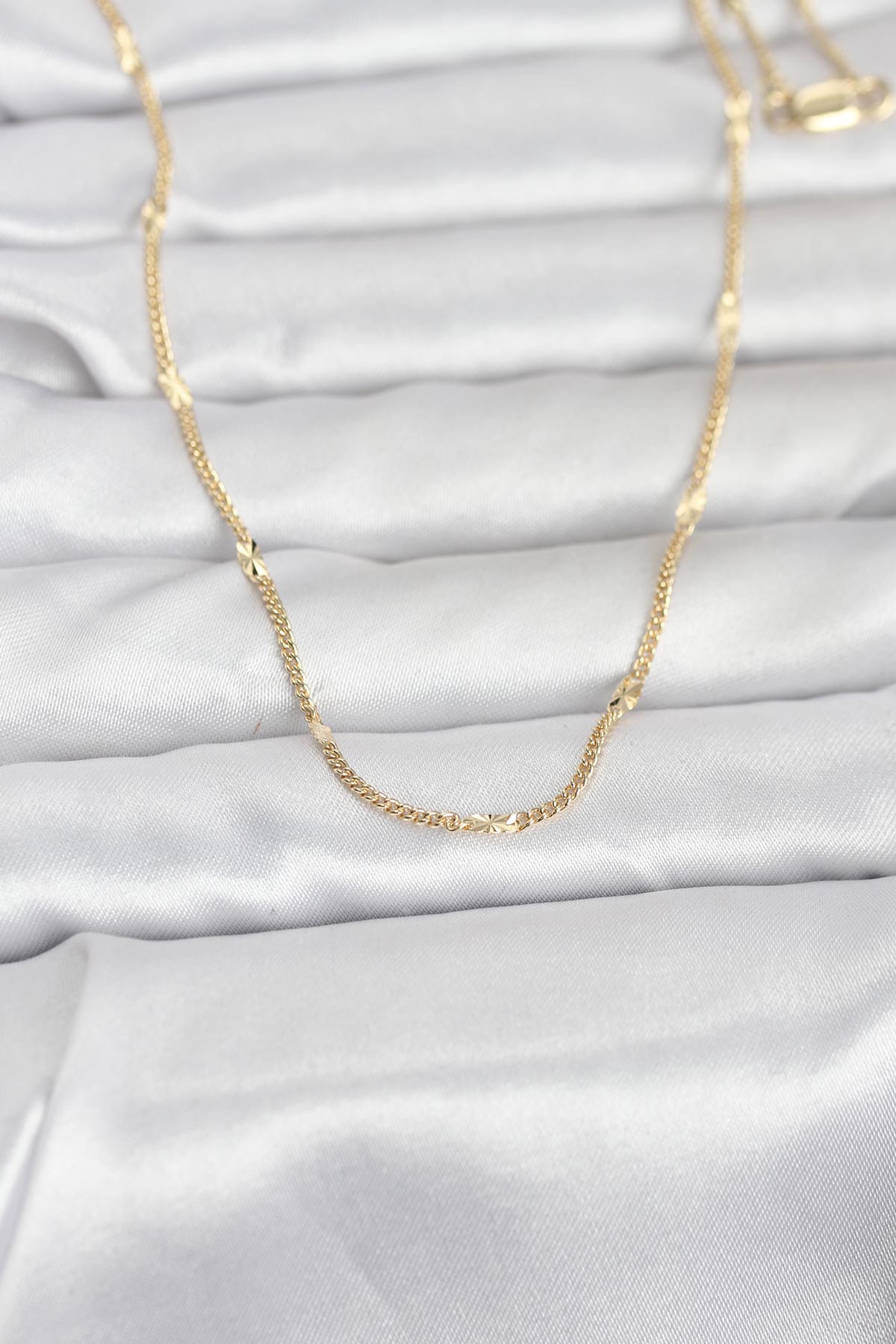 CM 14K Gold Renk Lazer Puntalı Model 60 cm Kadın Kolye - Lisinya