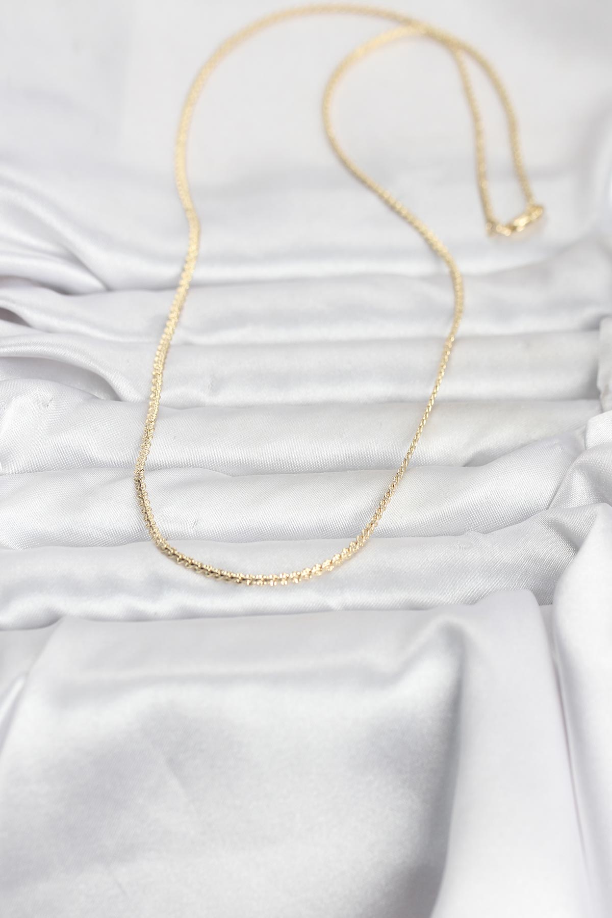 CM 14K Gold Renk Yassı Zincir Model 60 cm Kadın Kolye - Lisinya