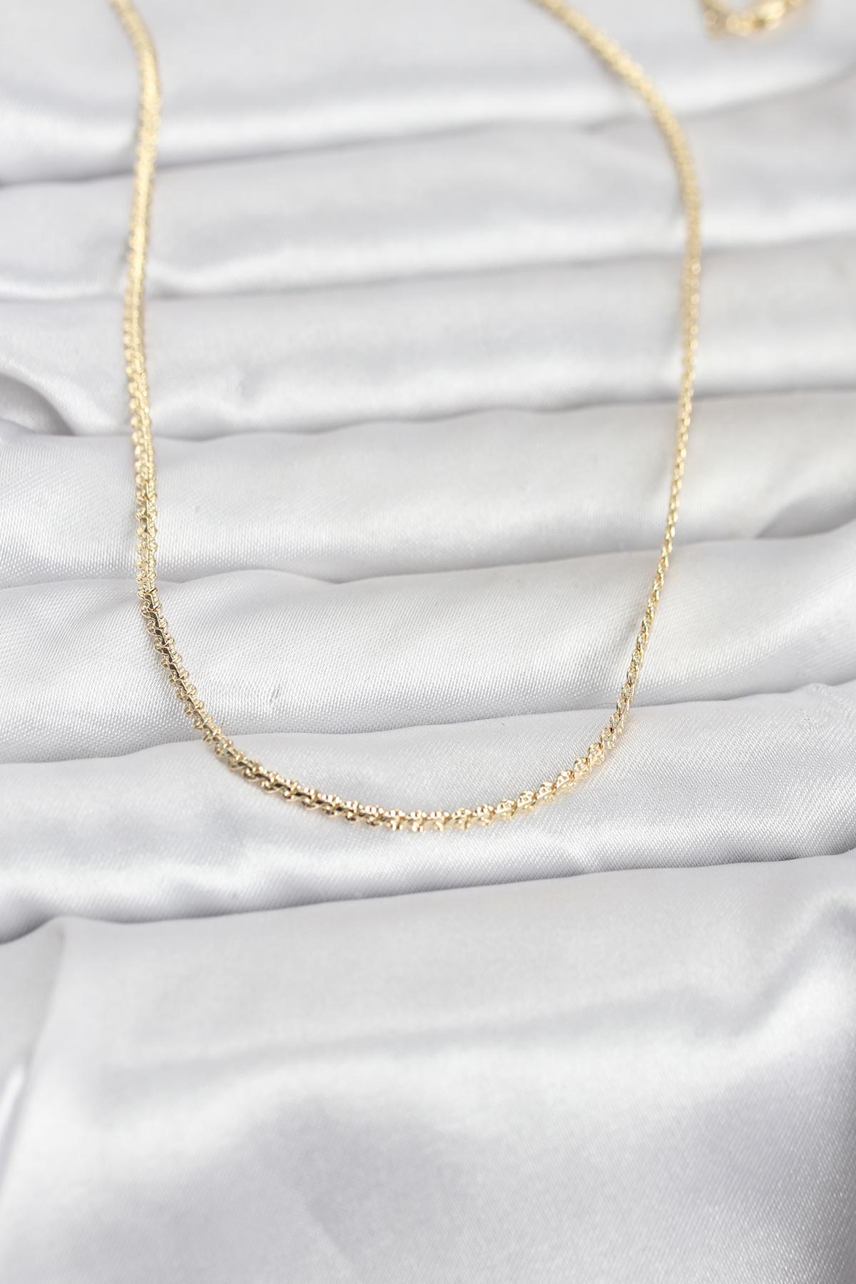 CM 14K Gold Renk Yassı Zincir Model 60 cm Kadın Kolye - Lisinya