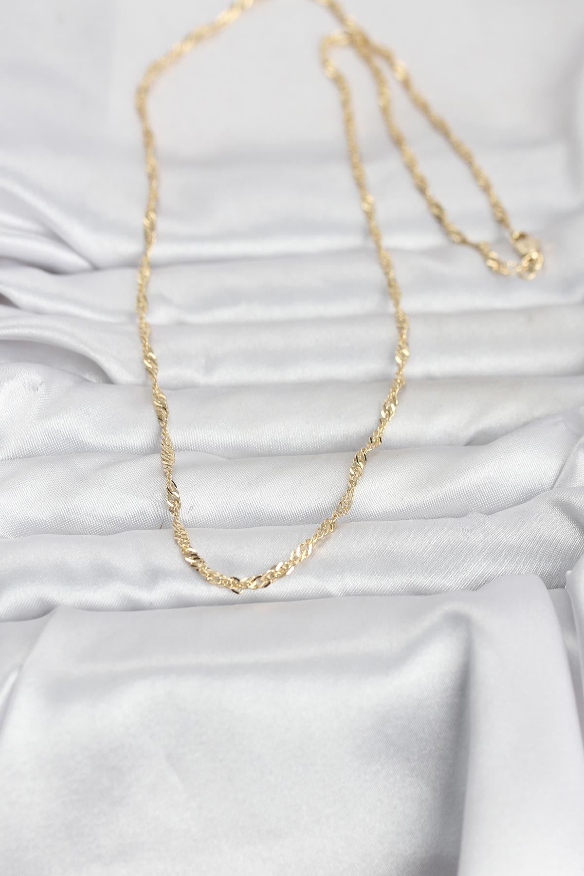 CM 14K Gold Renk Burgu Yassı Model 60 cm Kadın Kolye - Lisinya