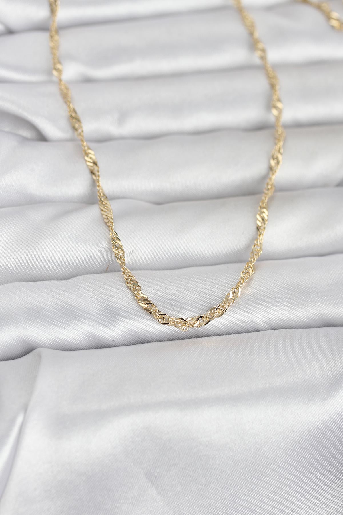 CM 14K Gold Renk Burgu Yassı Model 60 cm Kadın Kolye - Lisinya