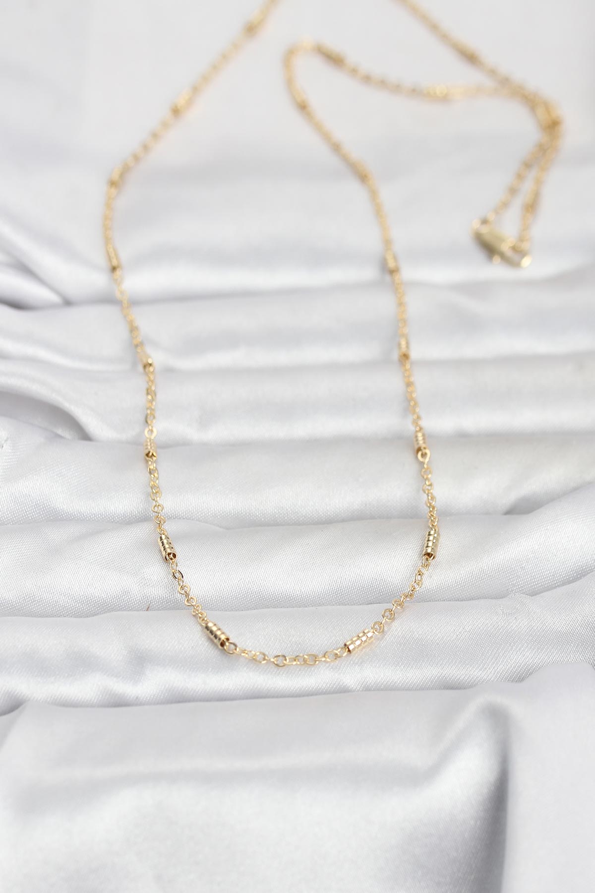 CM 14K Gold Renk Bar Zincir Model 60 cm Kadın Kolye - Lisinya