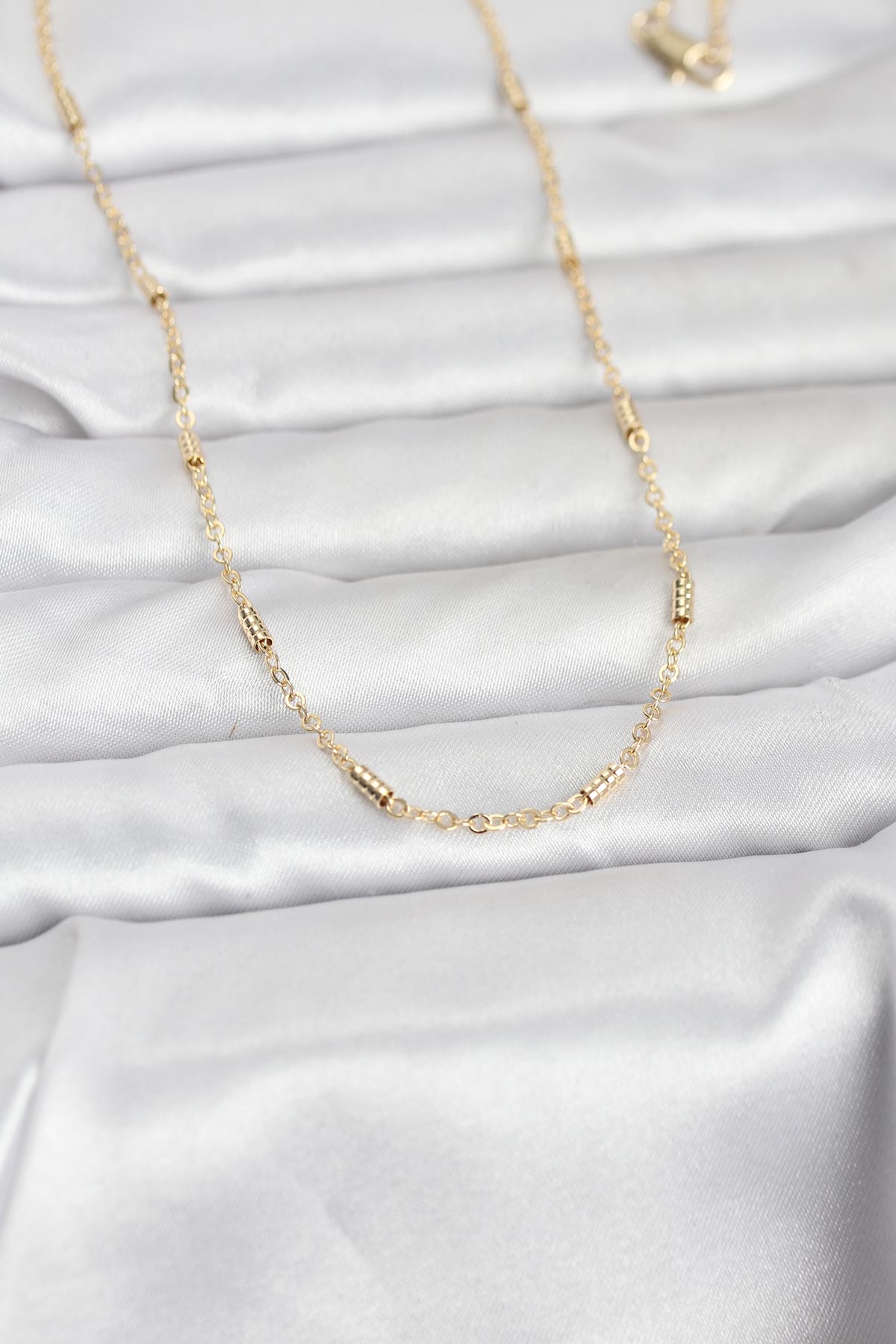 CM 14K Gold Renk Bar Zincir Model 60 cm Kadın Kolye - Lisinya