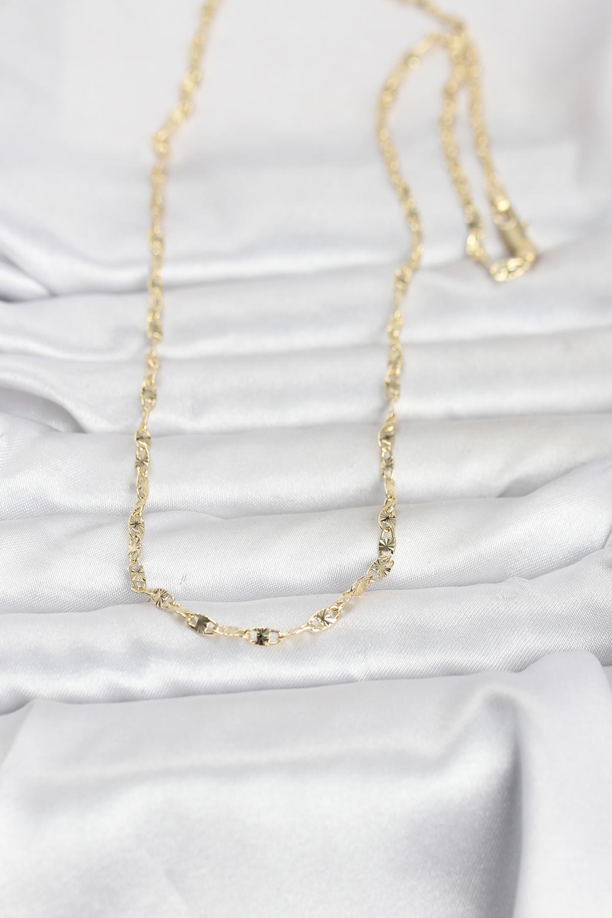 CM 14K Gold Renk Lazerli Gemici Zincir Model 60 cm Kadın Kolye - Lisinya