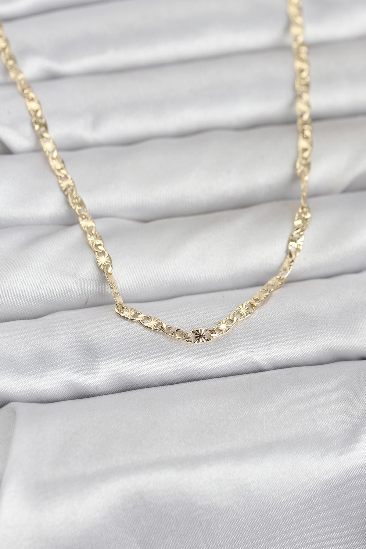 CM 14K Gold Renk Lazer Zincirli Model 60 cm Kadın Kolye - Lisinya