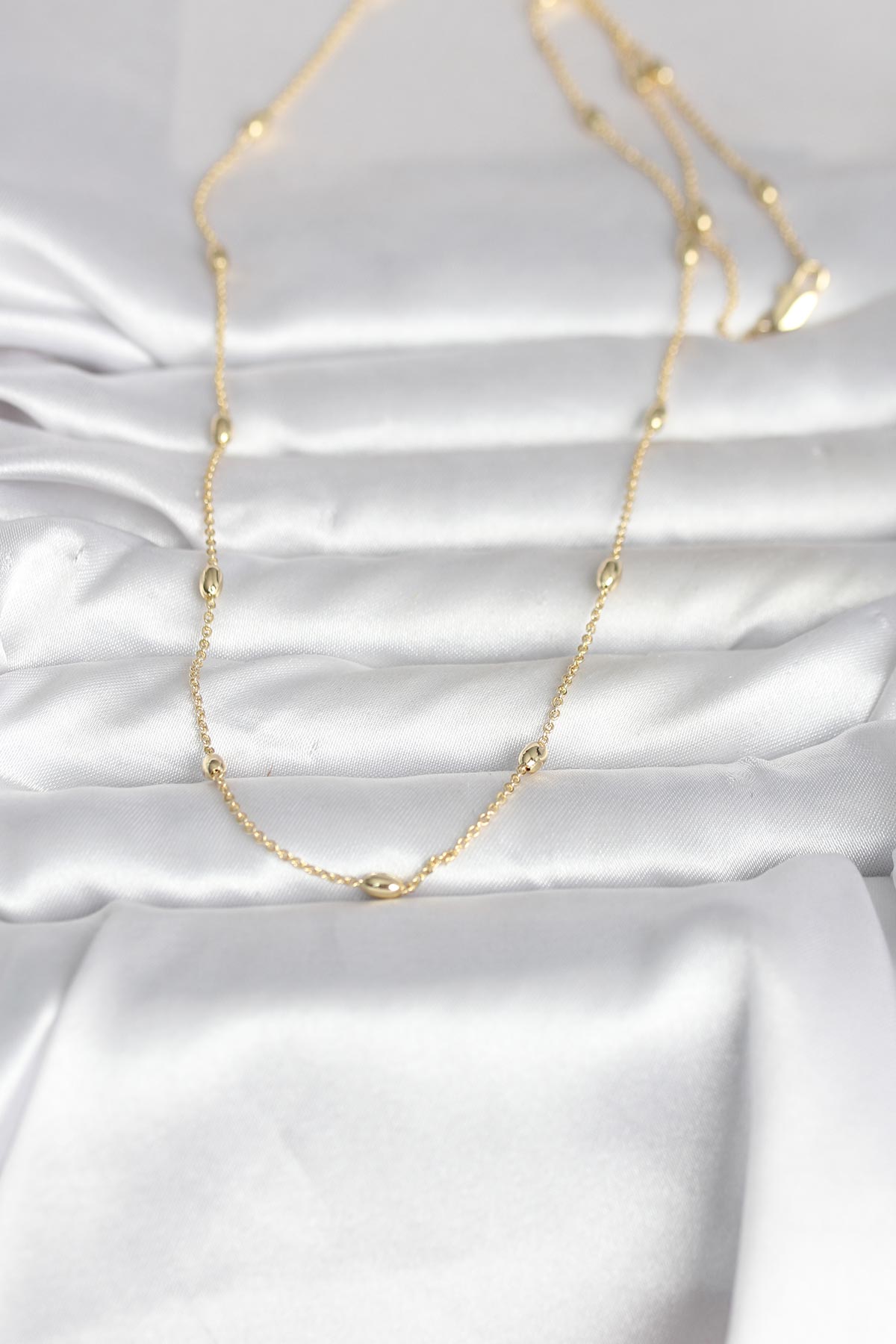 CM 14K Gold Renk Damla Topçuk Model Zincirli 60 cm Kadın Kolye - Lisinya