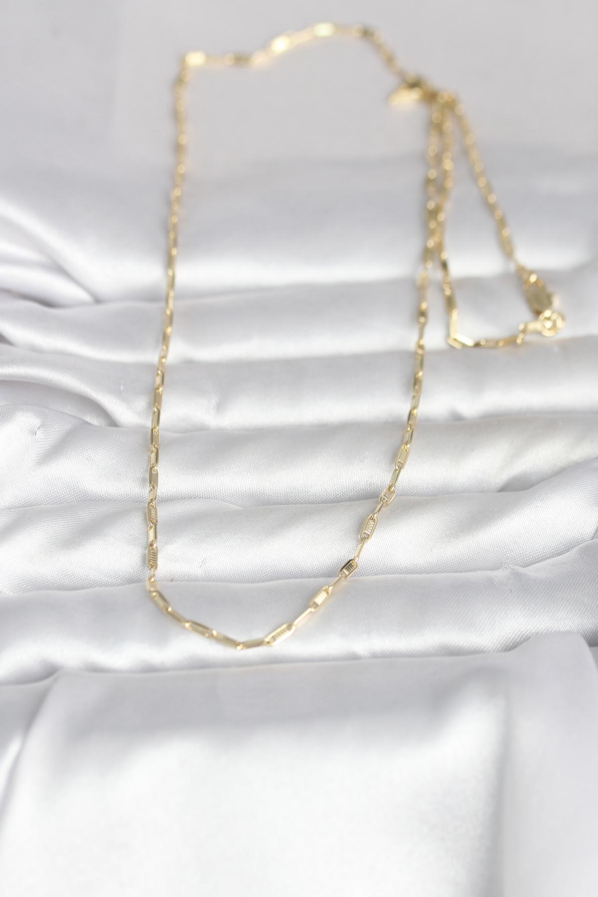 CM 14K Gold Renk İnce Ataç Zincir Model 60 cm Kadın Kolye - Lisinya