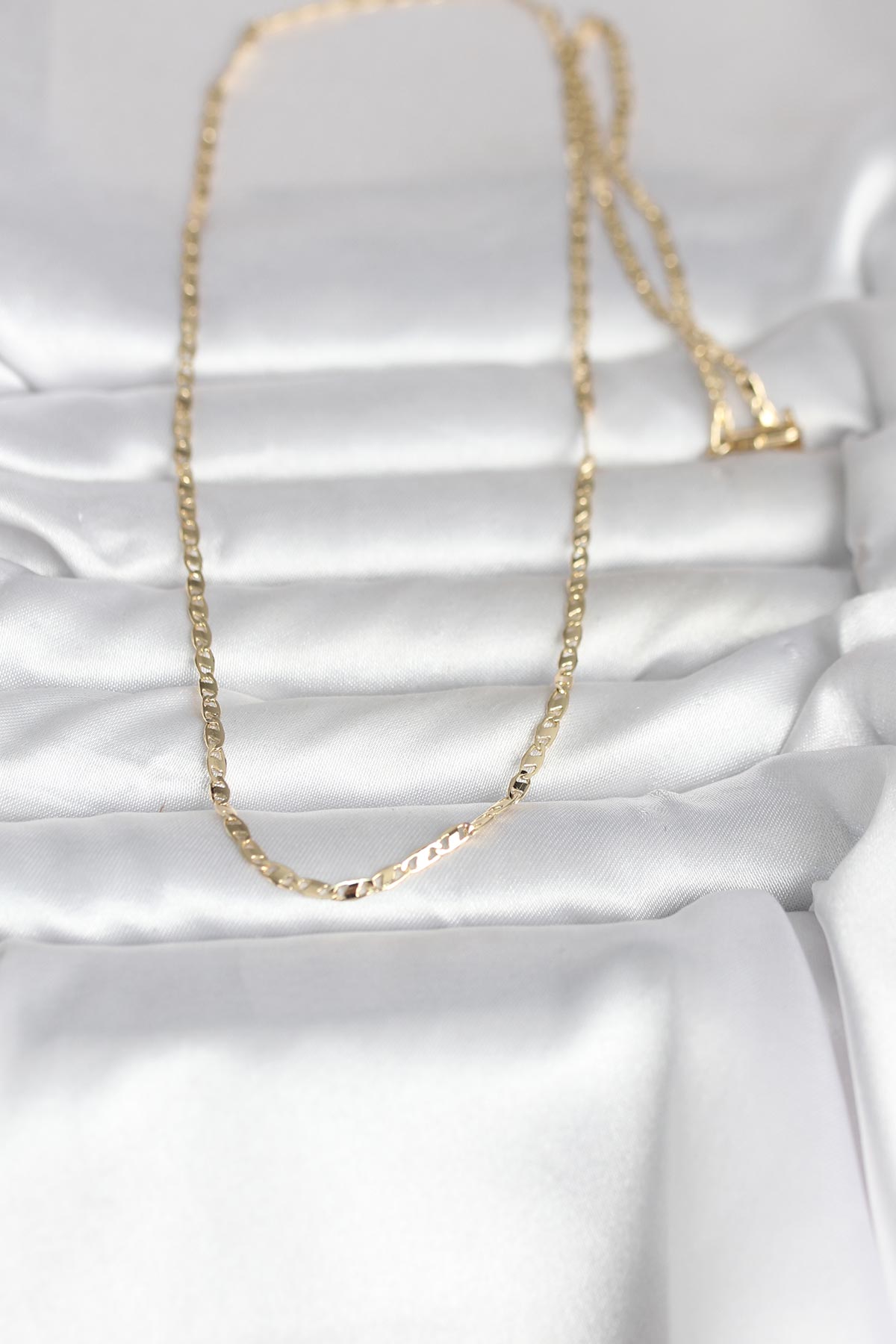 CM 14K Gold Renk Yassı Zincir Model 60 cm Kadın Kolye - Lisinya