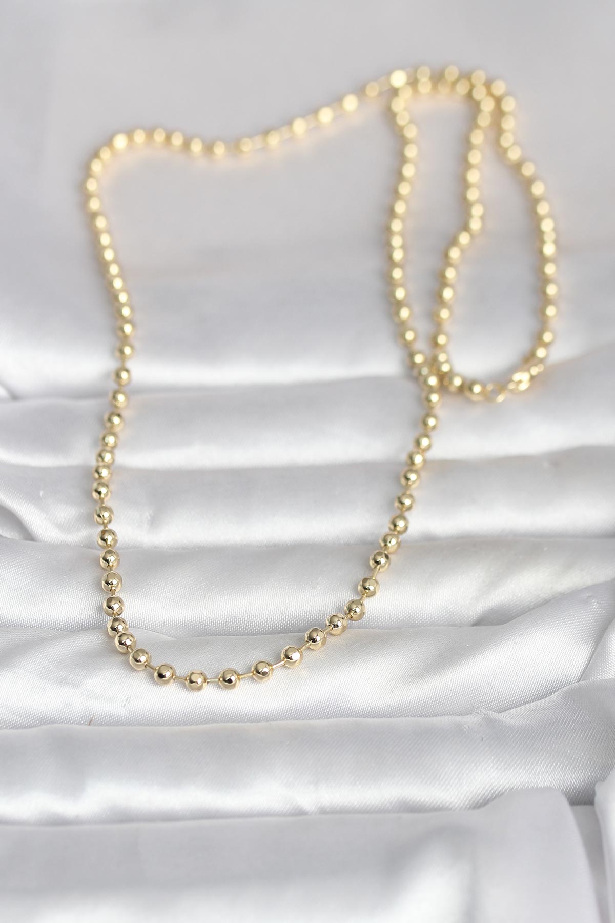 CM 14K Gold Renk Top Zincirli Model 60 cm Kadın Kolye - Lisinya