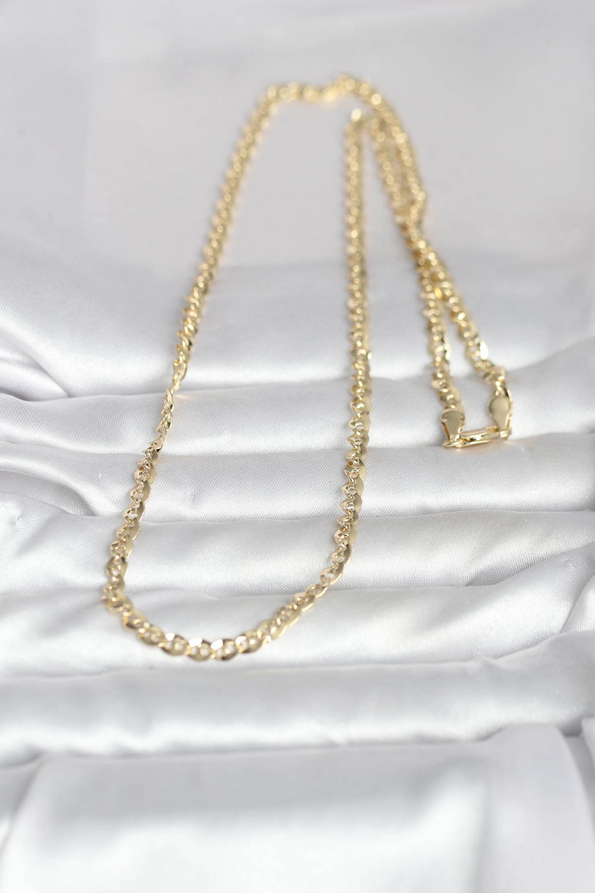 CM 14K Gold Renk Yassı Oval Zincirli Model 60 cm Kadın Kolye - Lisinya