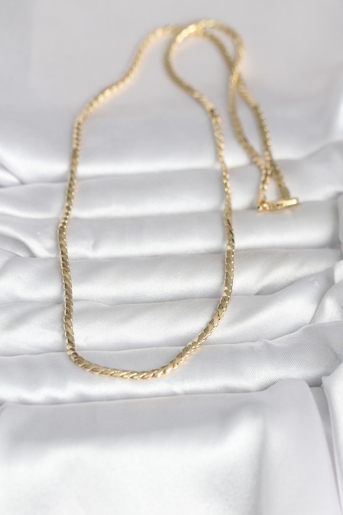 CM 14K Gold Renk Yassı Model 60 cm Kadın Kolye - Lisinya