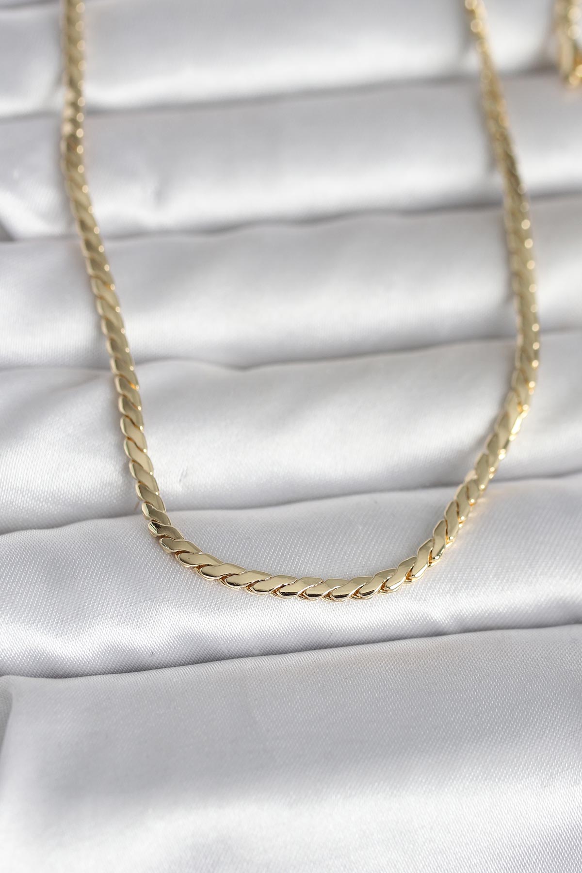 CM 14K Gold Renk Yassı Model 60 cm Kadın Kolye - Lisinya