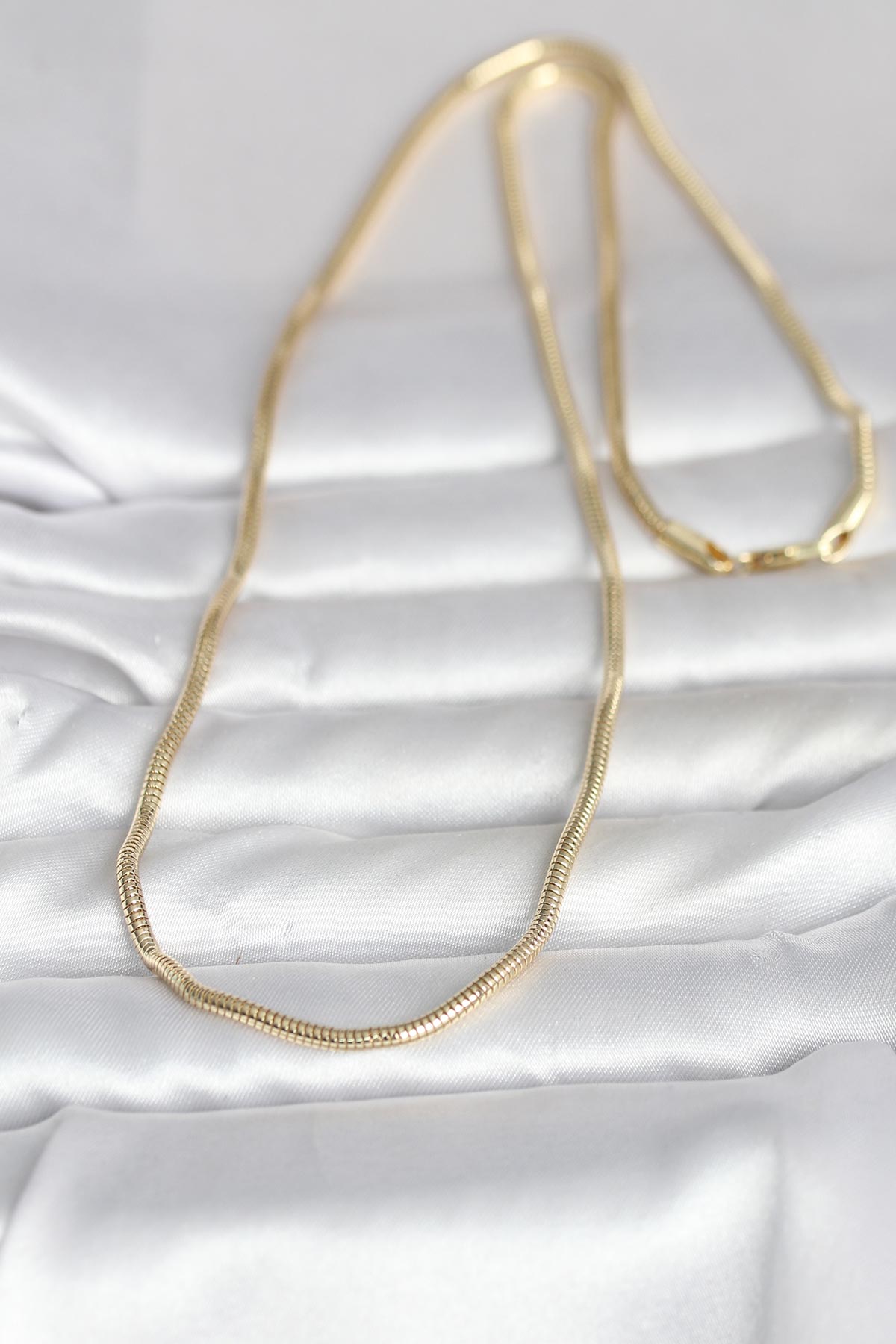 CM 14K Gold Renk Yılan Zincir Model 60 cm Kadın Kolye - Lisinya