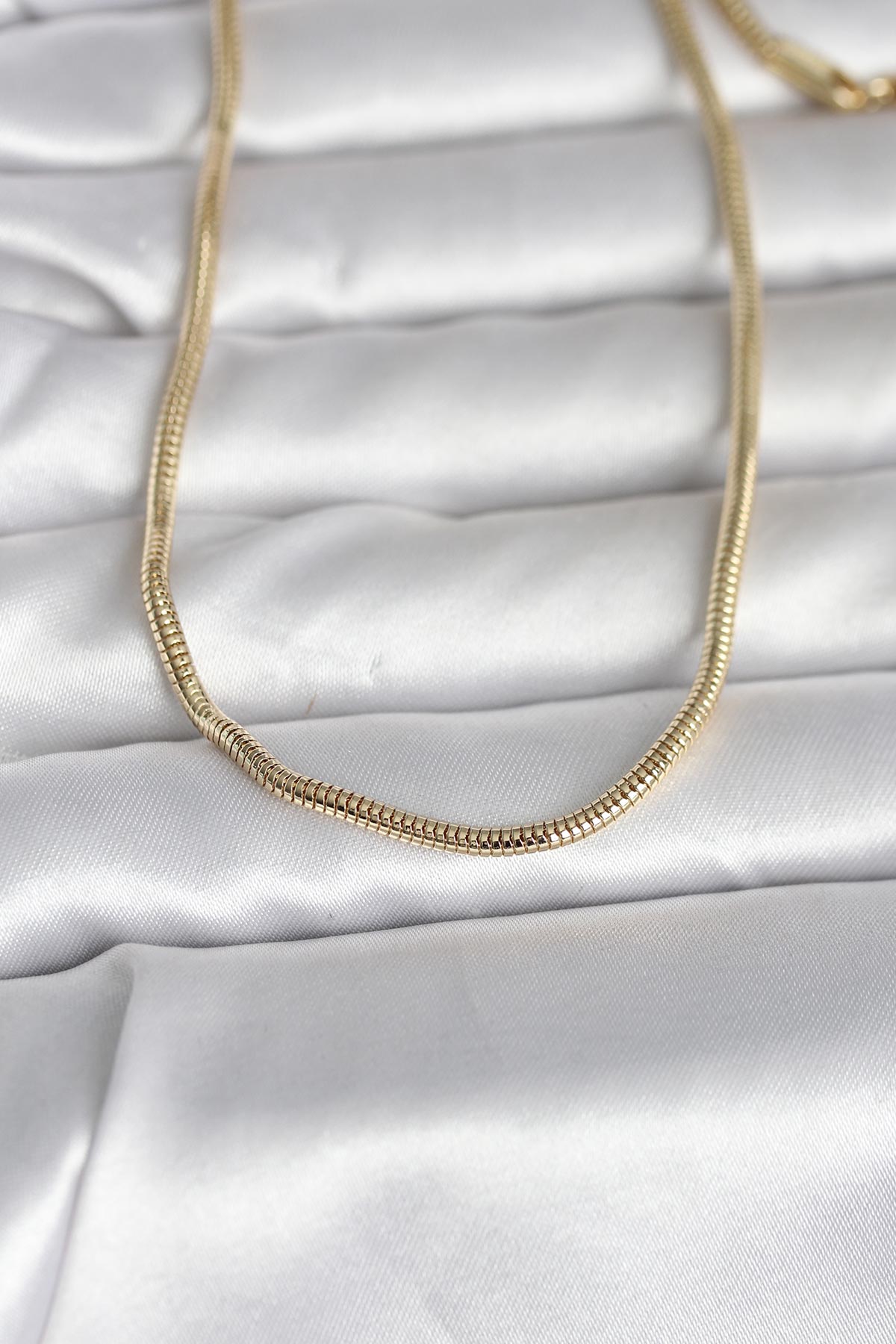 CM 14K Gold Renk Yılan Zincir Model 60 cm Kadın Kolye - Lisinya