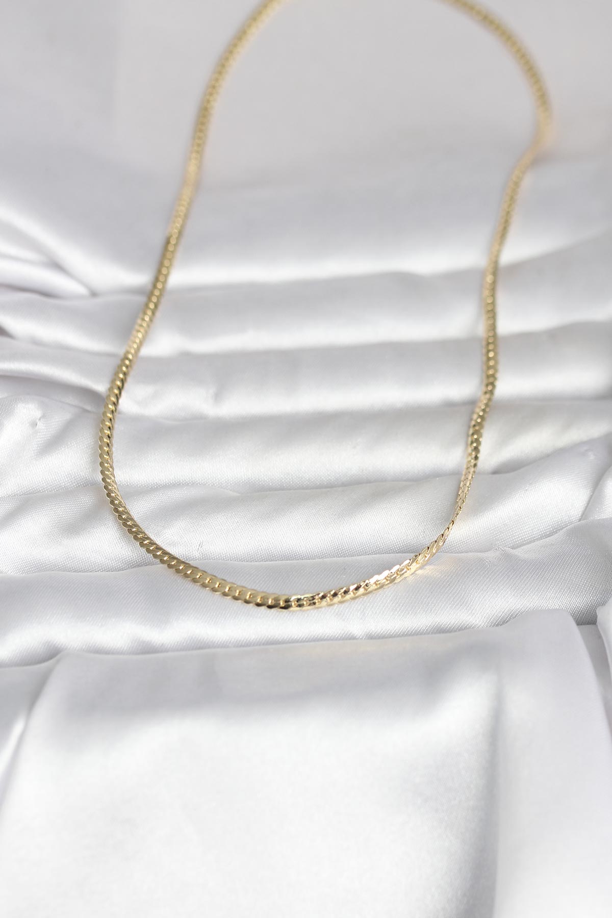 CM 14K Gold Renk Yassı Zincir Model 45 cm Kadın Kolye - Lisinya